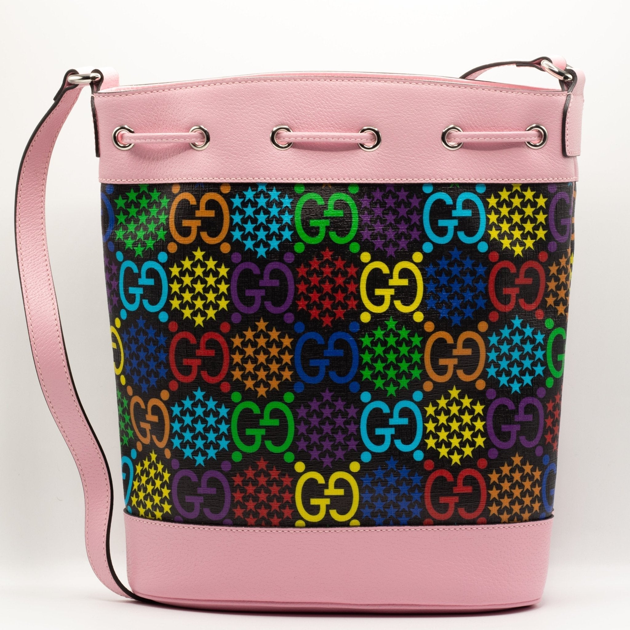GG Supreme Monogram Psychedelic Bucket Bag Pink