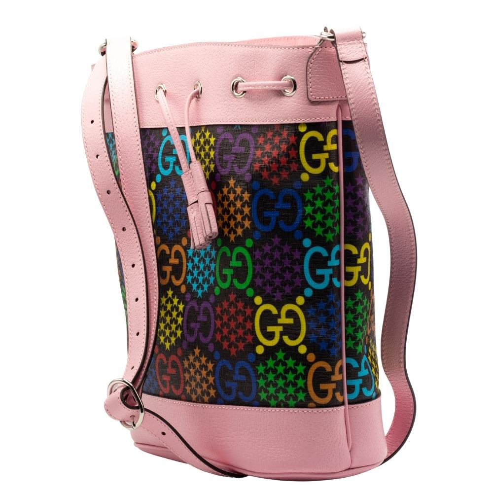 GG Supreme Monogram Psychedelic Bucket Bag Pink