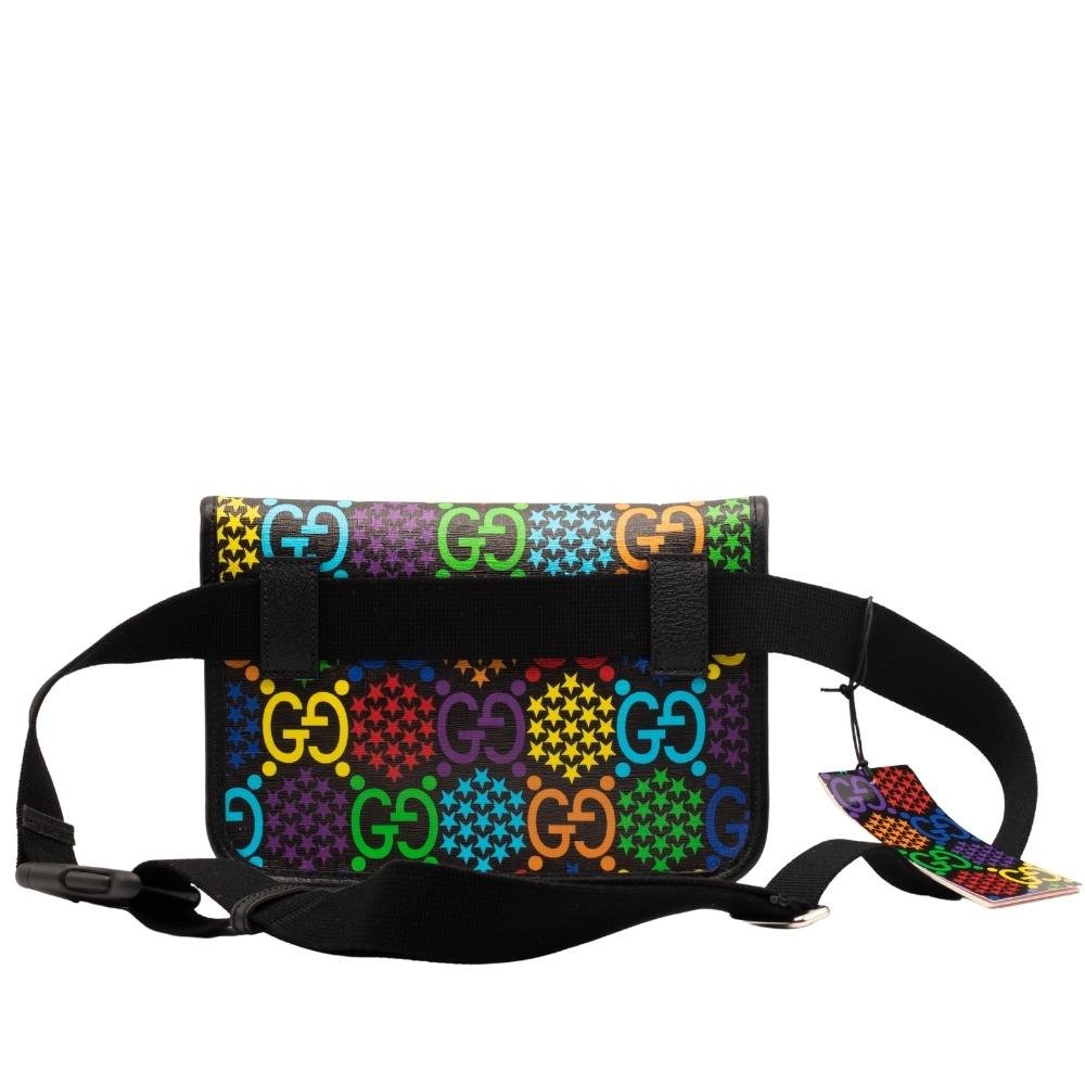 GG Supreme Monogram Psychedelic Slim Belt Bag Black
