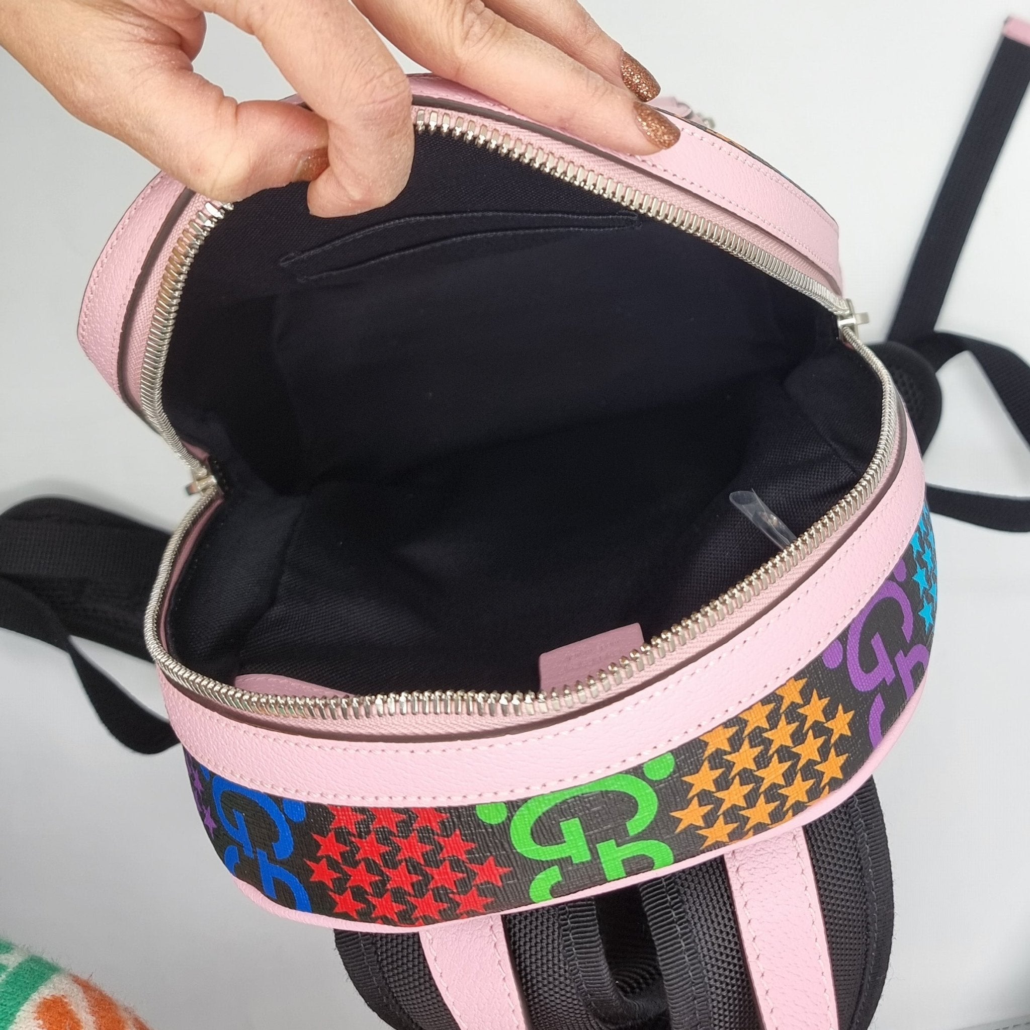 GG Supreme Monogram Psychedelic Small Backpack Pink Multicolor