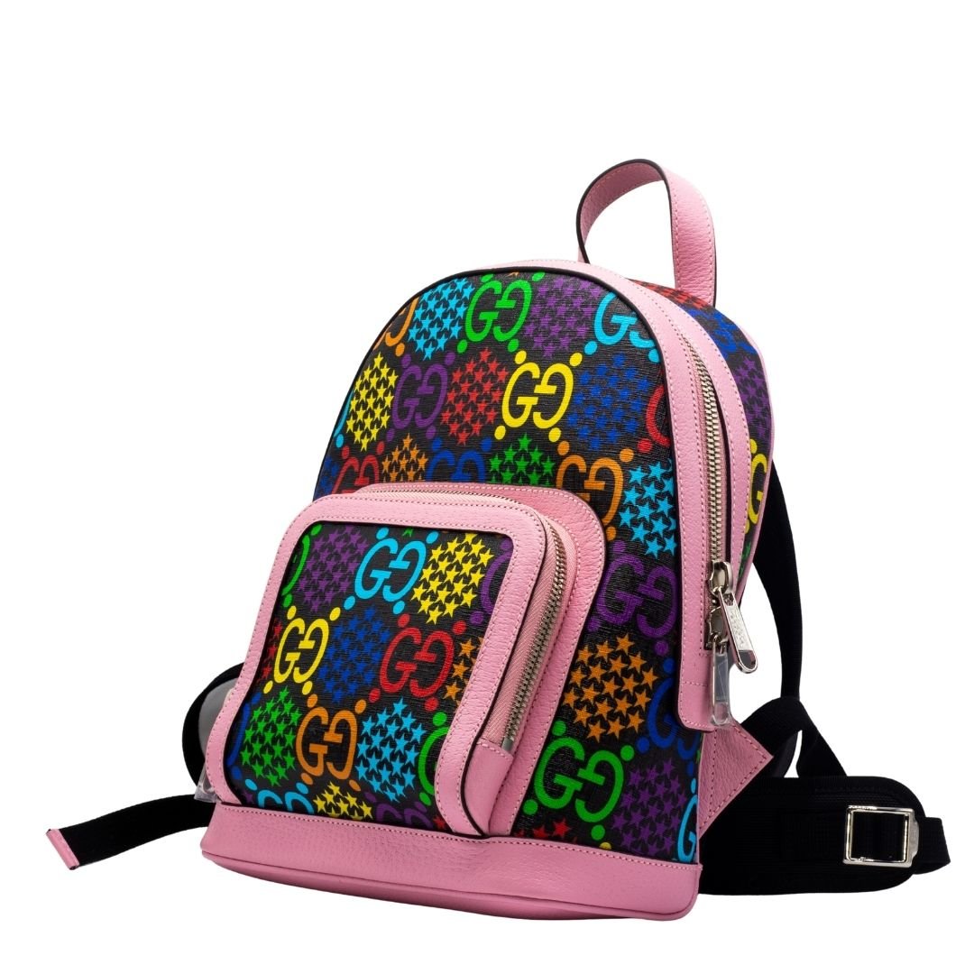 GG Supreme Monogram Psychedelic Small Backpack Pink Multicolor