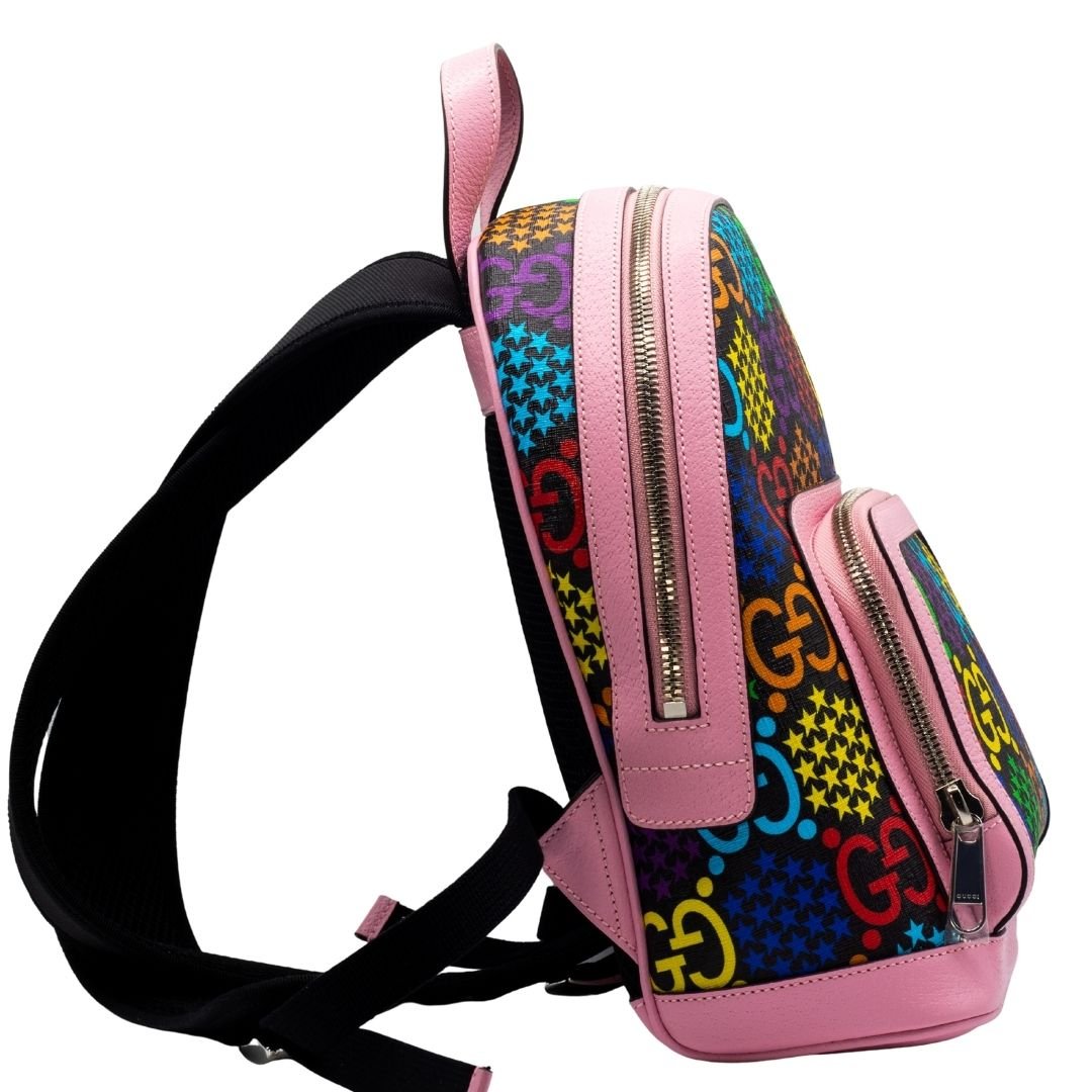 GG Supreme Monogram Psychedelic Small Backpack Pink Multicolor