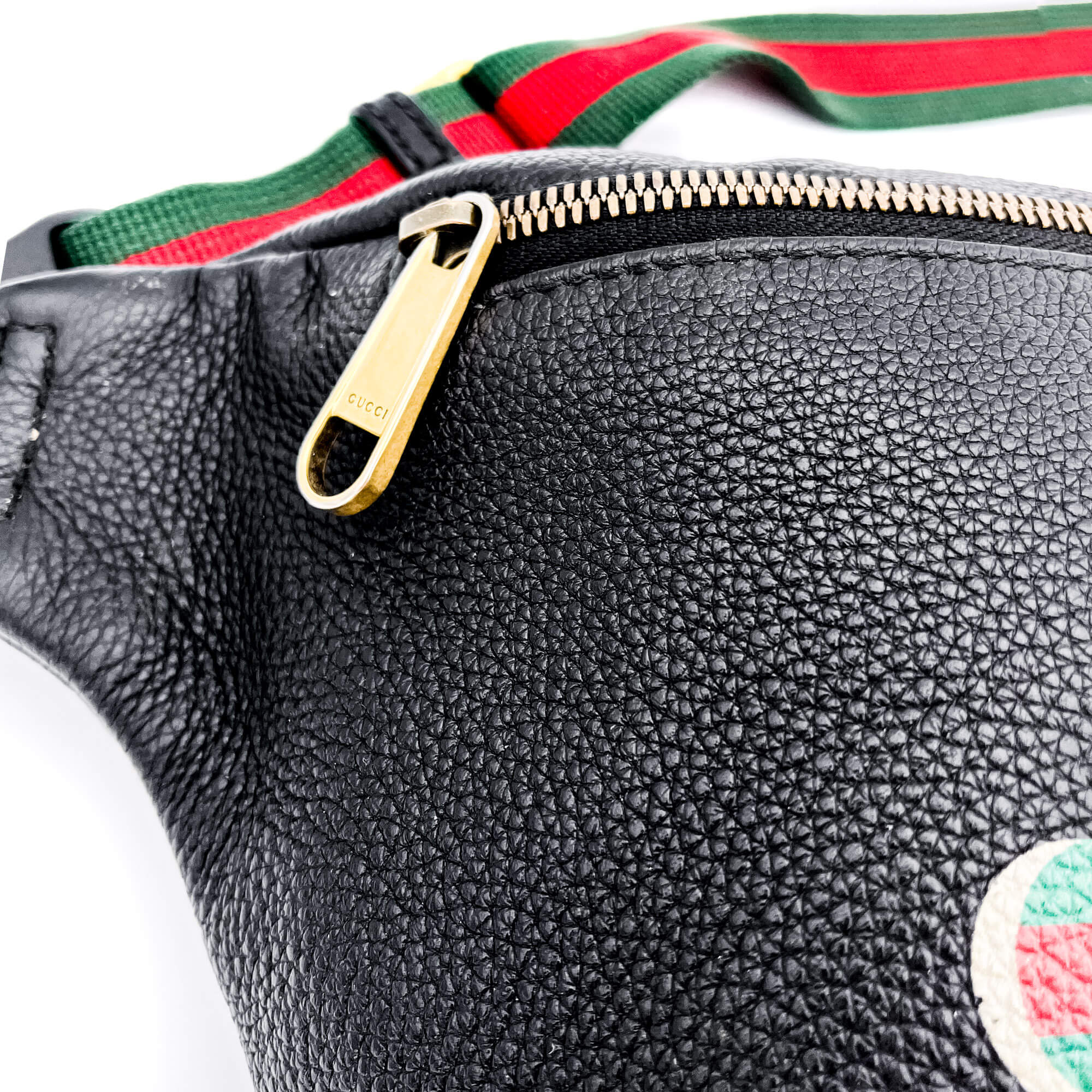 Grained Leather Print Belt Bag Black