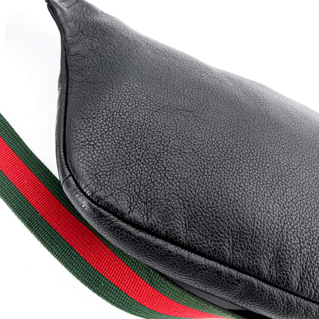 Grained Leather Print Belt Bag Black