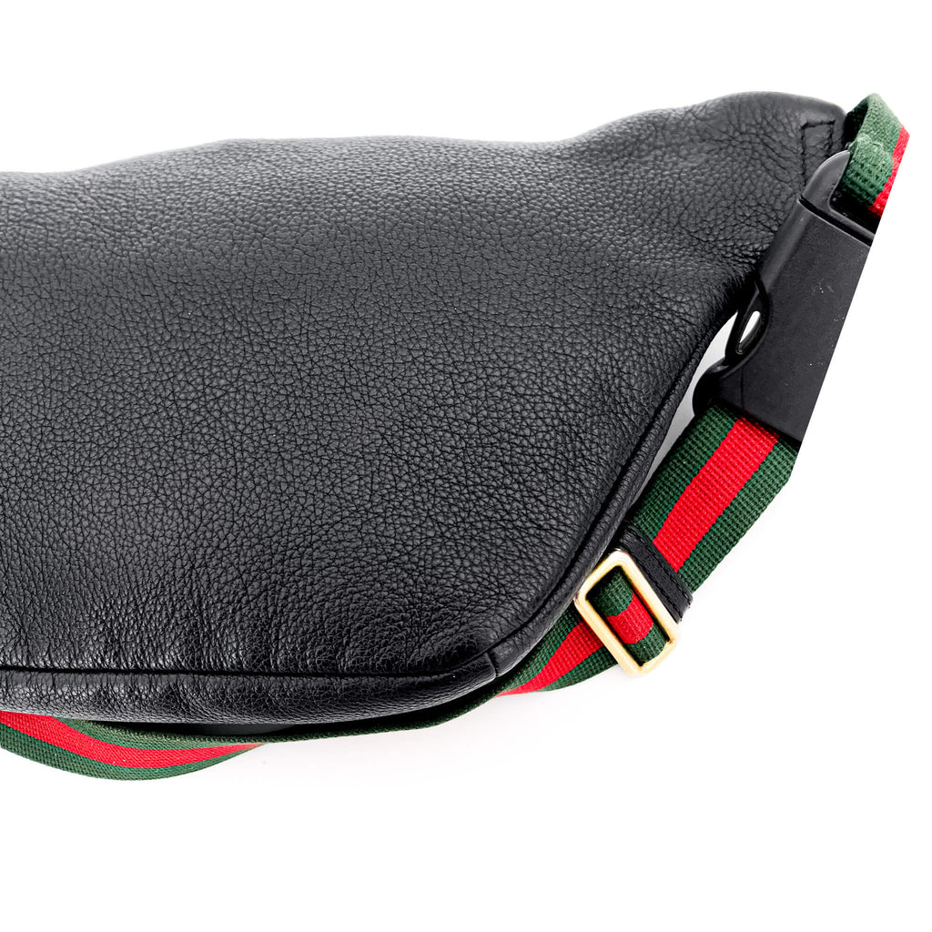 Grained Leather Print Belt Bag Black
