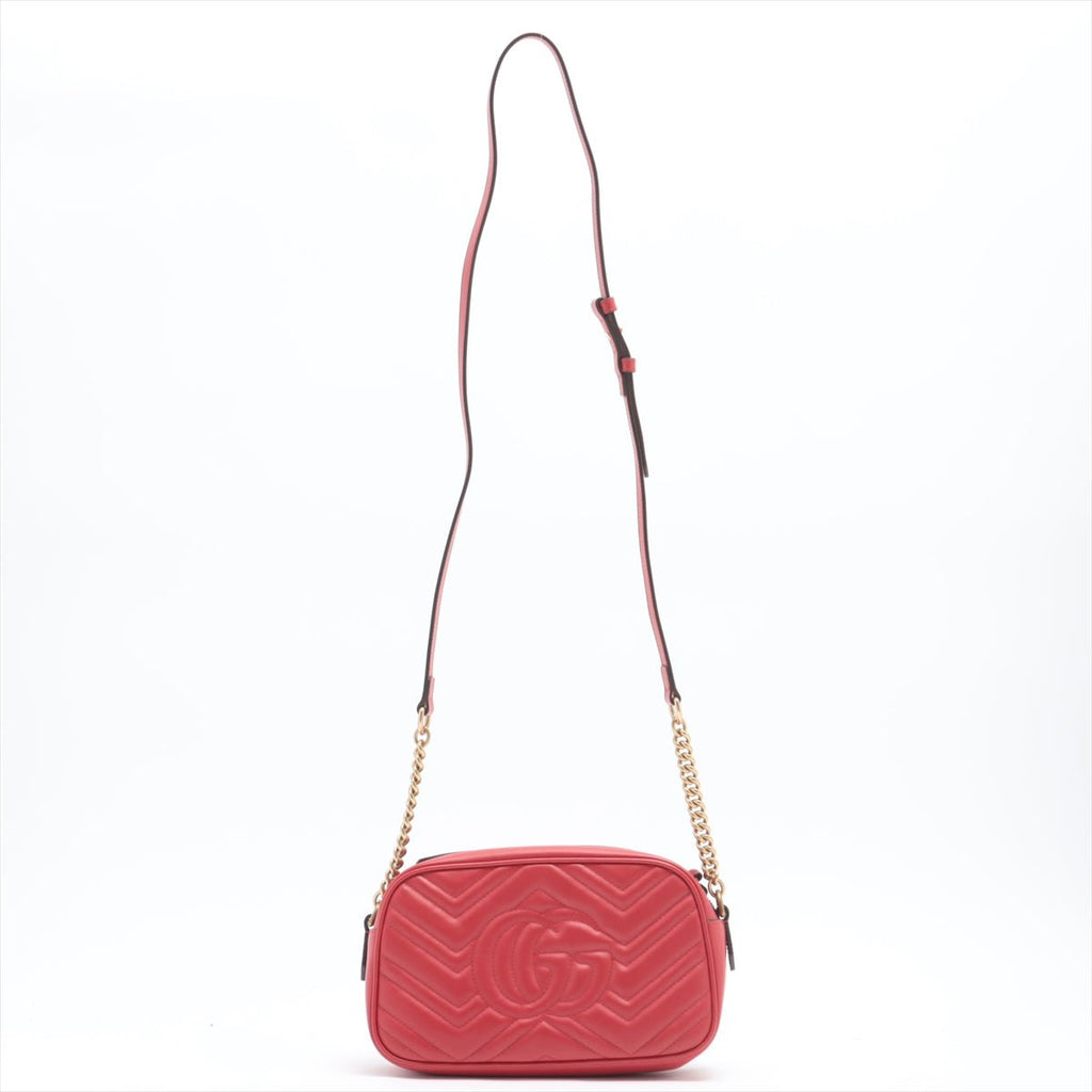Gucci GG Red Marmont Crossbody Bag MatelassÃƒÆ’Ã‚Â© Leather