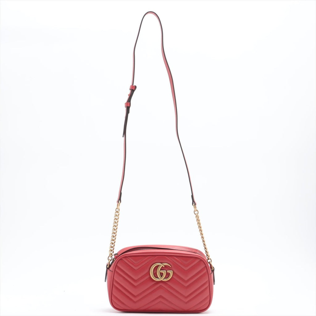 Gucci GG Red Marmont Crossbody Bag MatelassÃƒÆ’Ã‚Â© Leather
