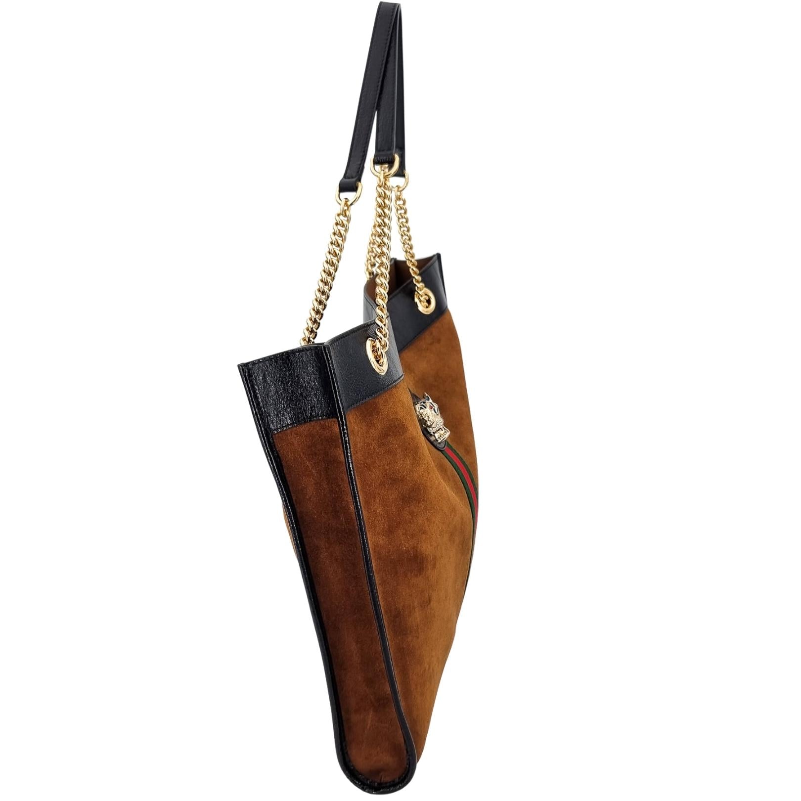 Gucci Maxi Rajah Tote Brown Suede