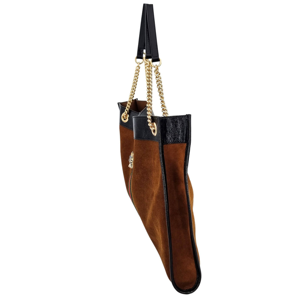 Gucci Maxi Rajah Tote Brown Suede