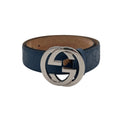 Guccissima Interlocking Belt Embossed Blue 90 /36