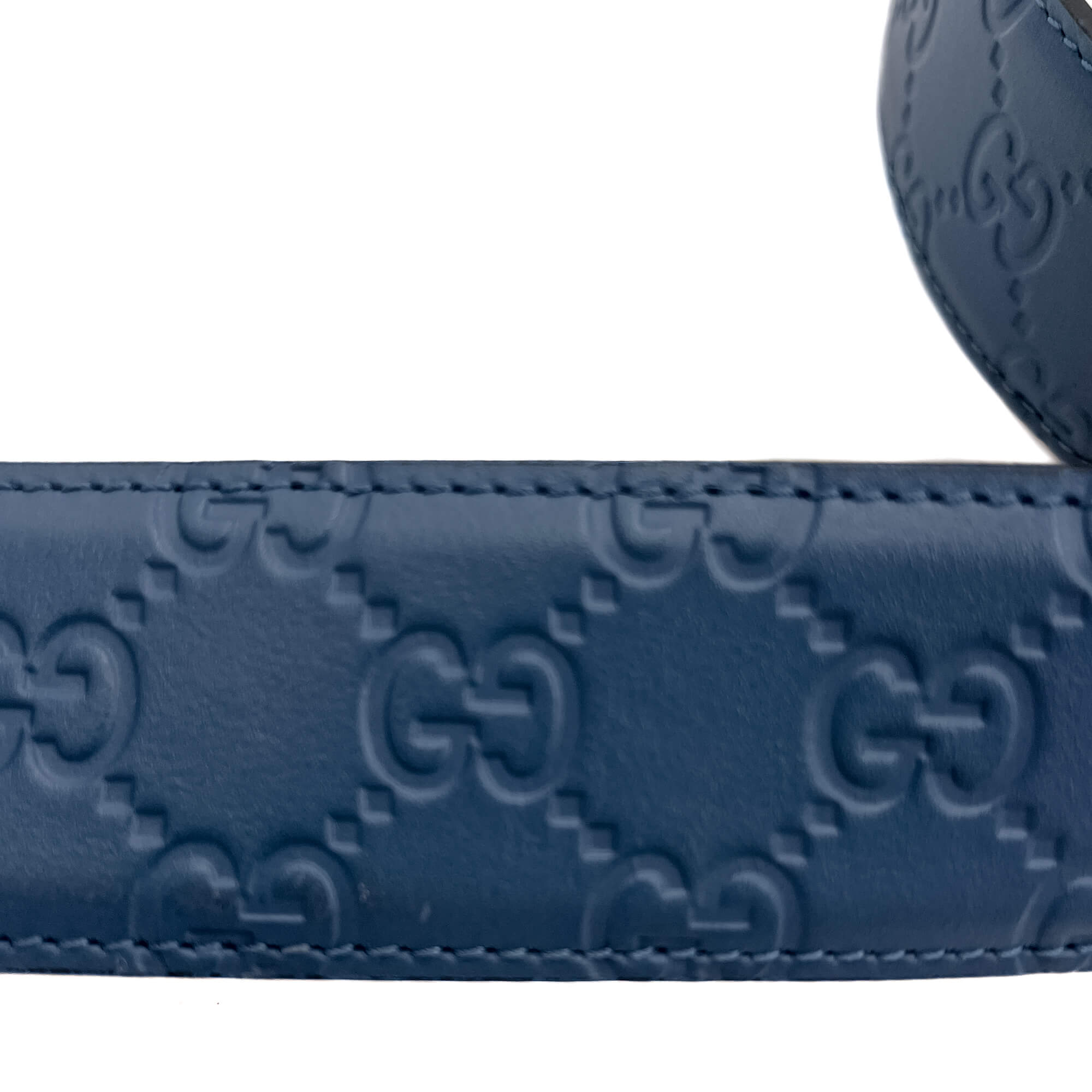 Guccissima Interlocking Belt Embossed Blue 90 /36