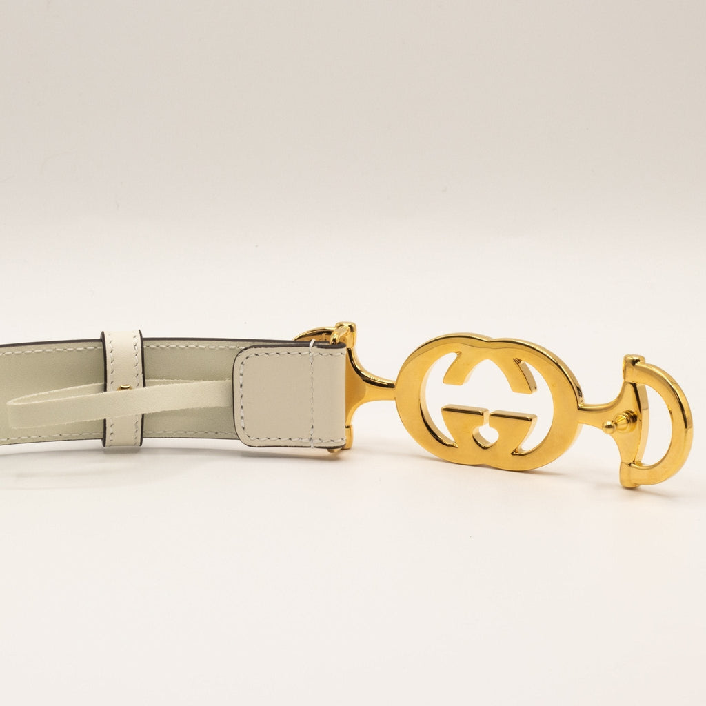 Gucci Horsebit Interlocking White 95cm Belt 550122