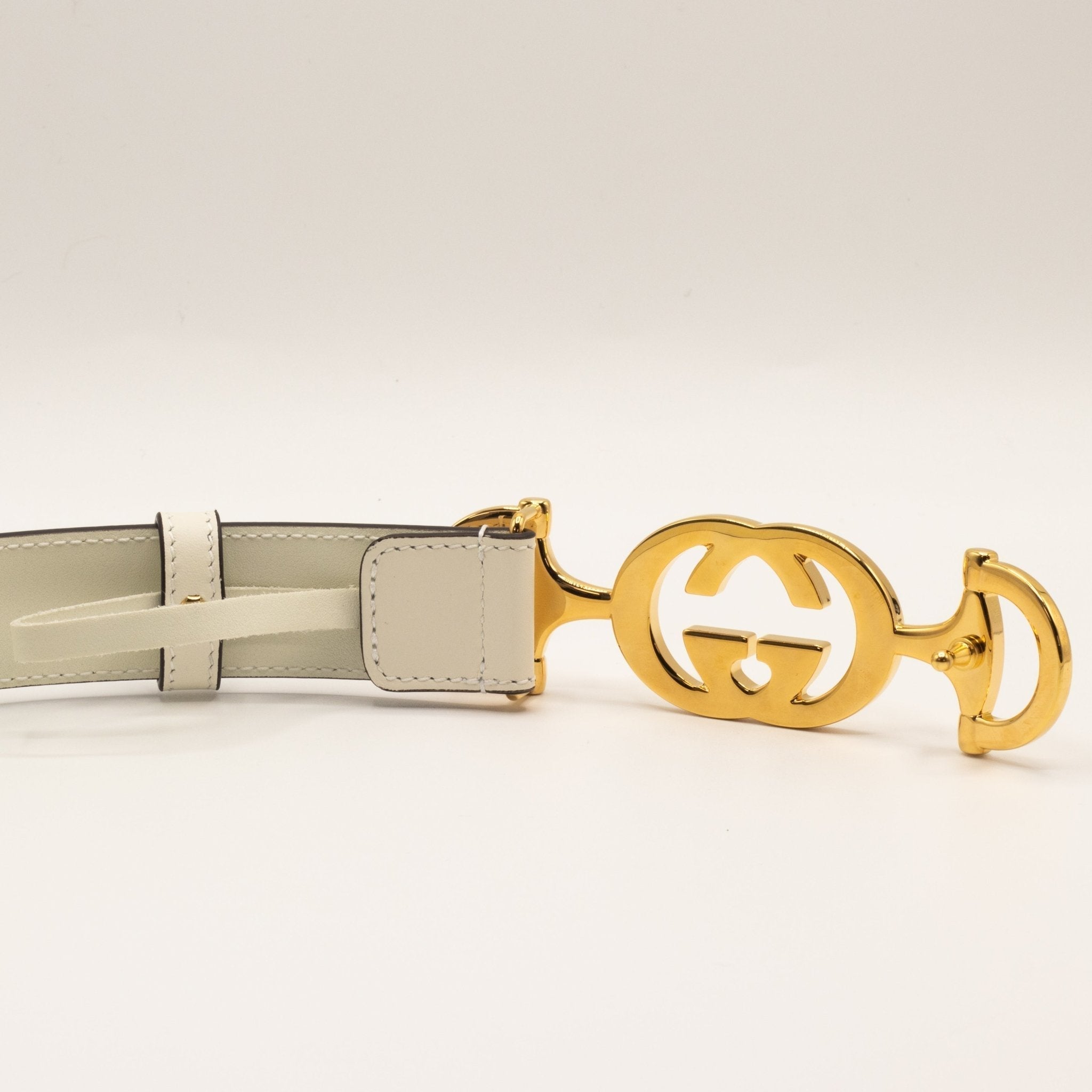 Gucci Horsebit Interlocking White 95cm Belt 550122