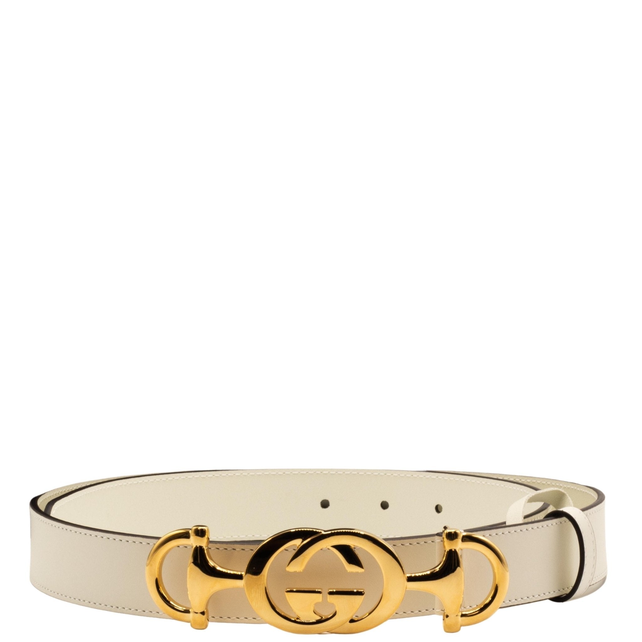 Gucci Horsebit Interlocking White 95cm Belt 550122