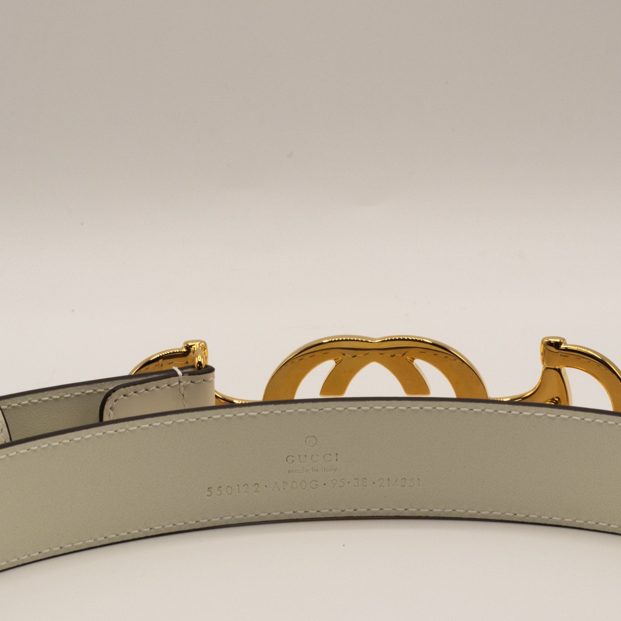 Gucci Horsebit Interlocking White 95cm Belt 550122