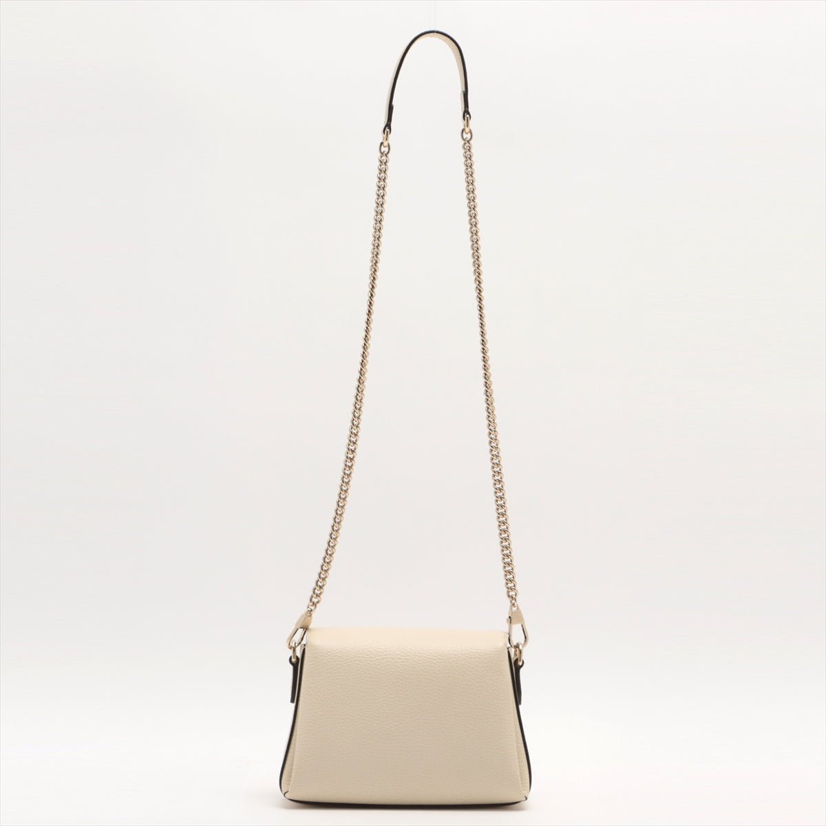 Interlocking GG Leather Chain Shoulder Bag Beige