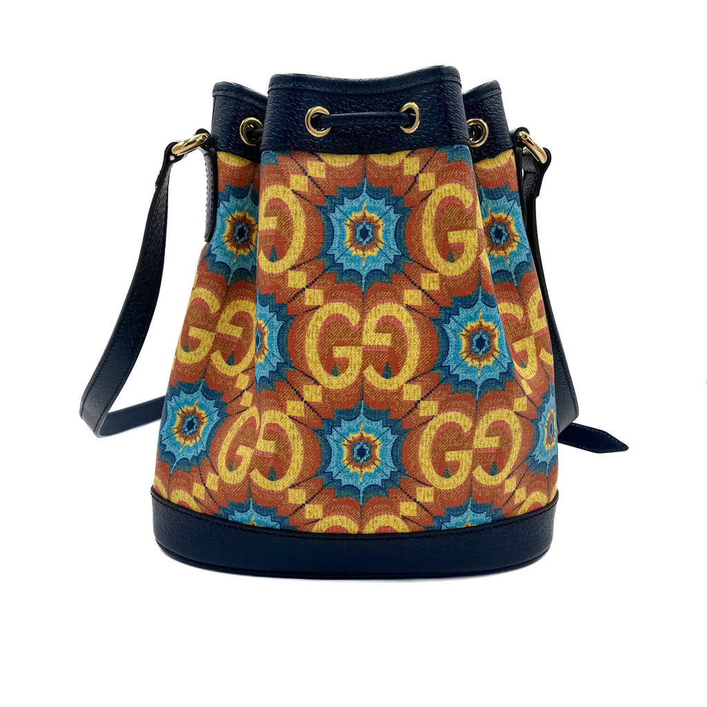 Gucci Kaleidoscope 100 Leather Canvas Bucket Bag