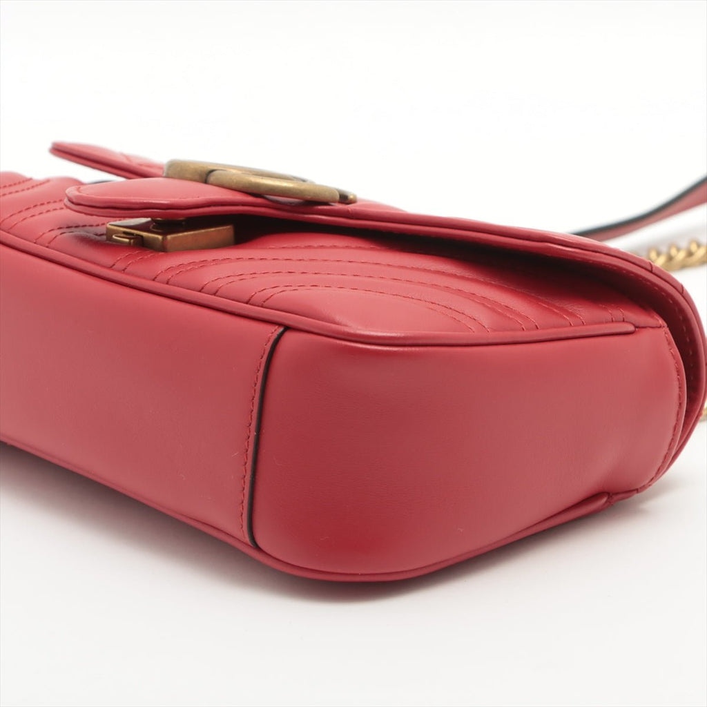Marmont Mini GG Red Leather Shoulder Bag