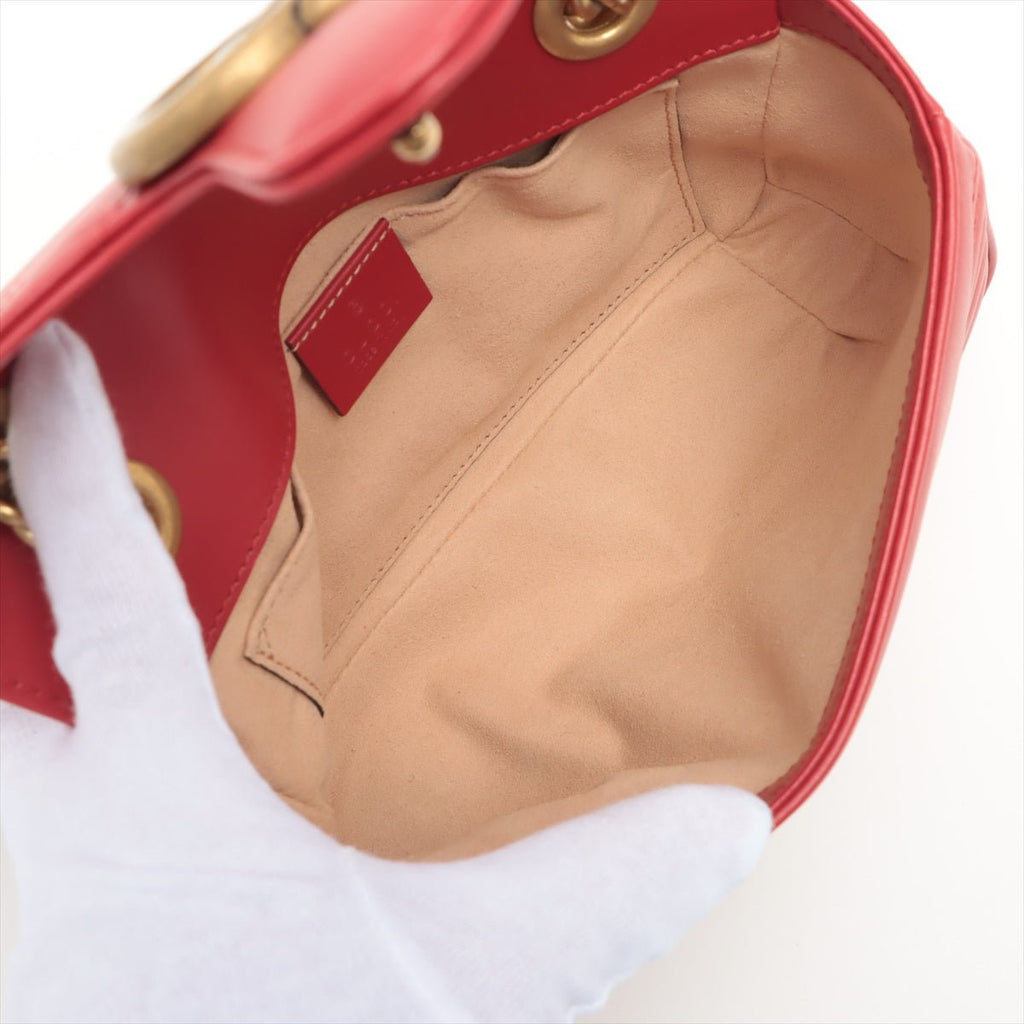 Marmont Mini GG Red Leather Shoulder Bag