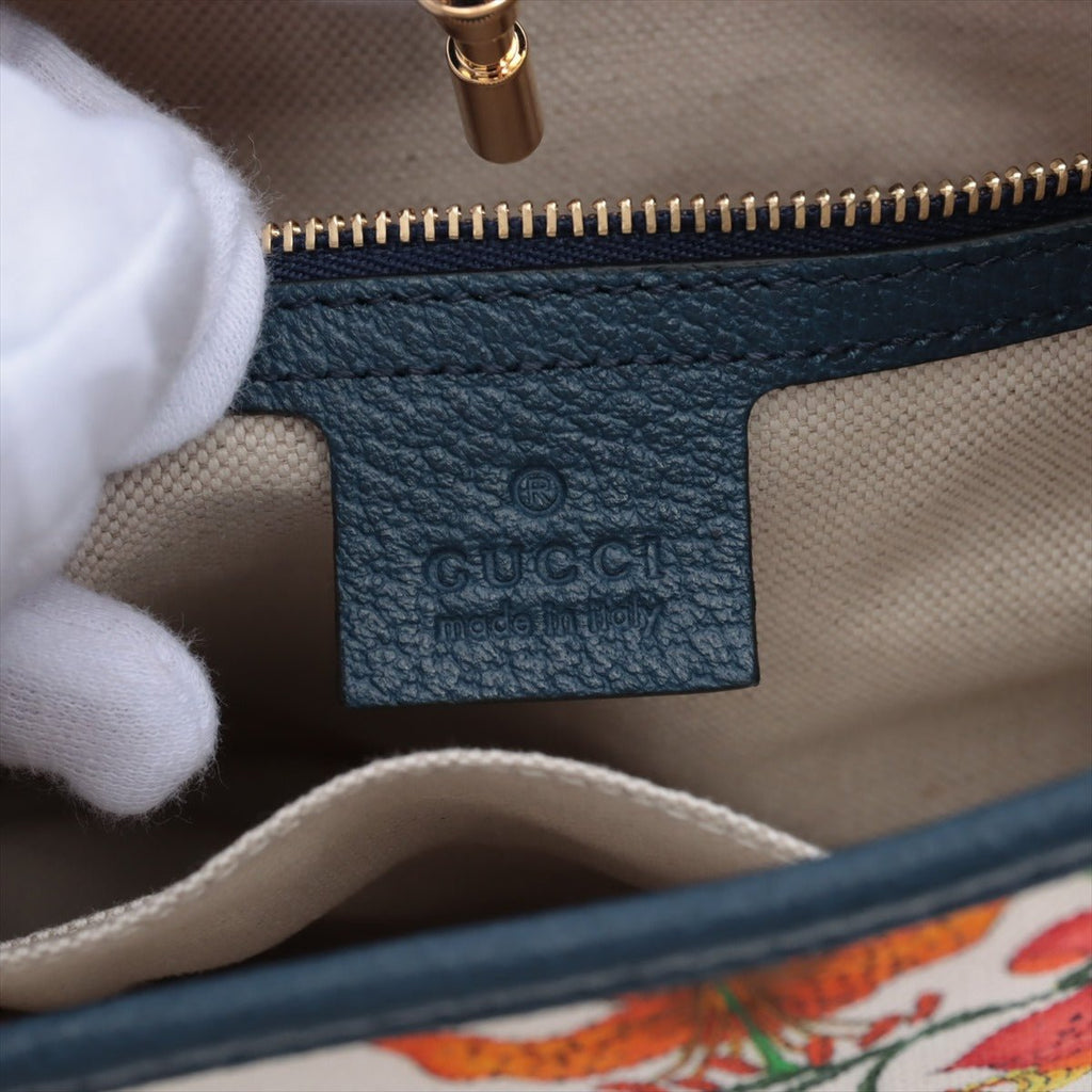 New Jackie Flora in Blue Canvas and Leather limited edition