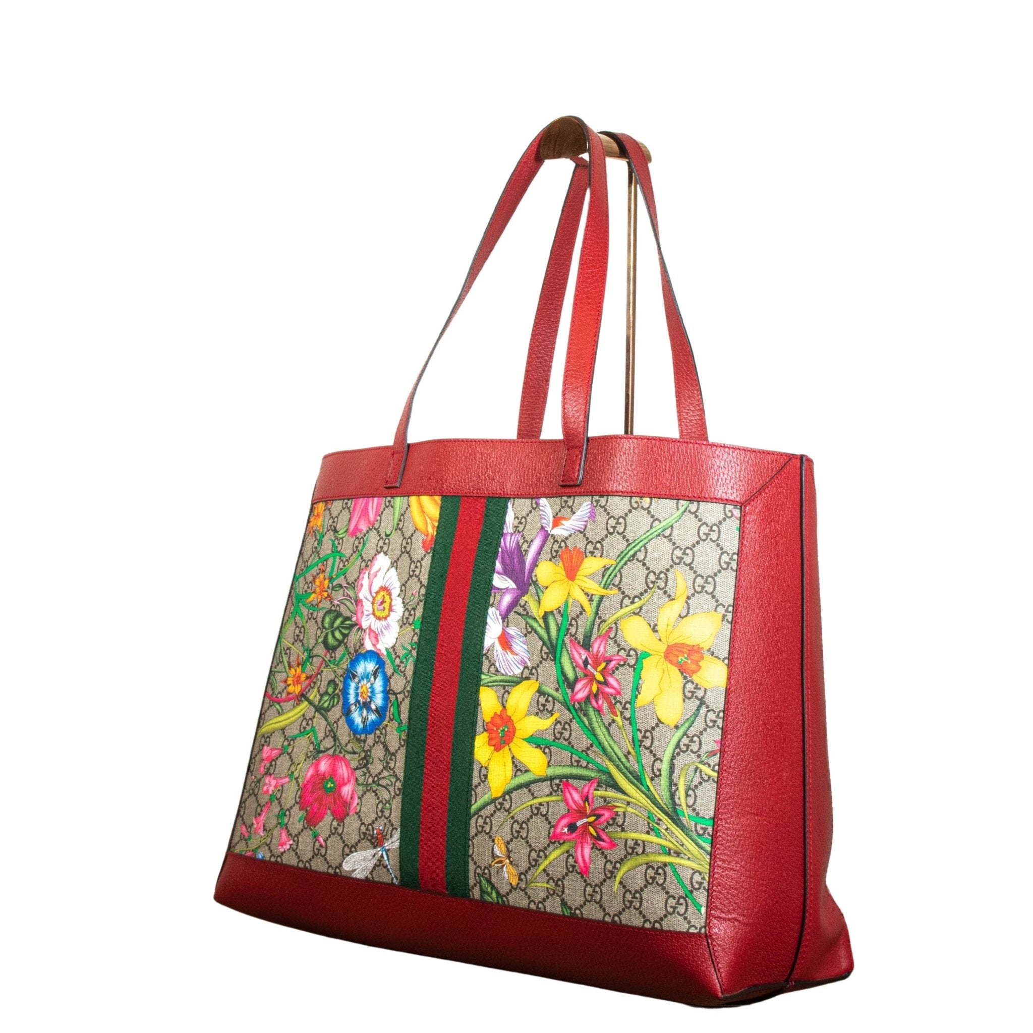 Ophidia GG Flora Shopper Red Large  547947