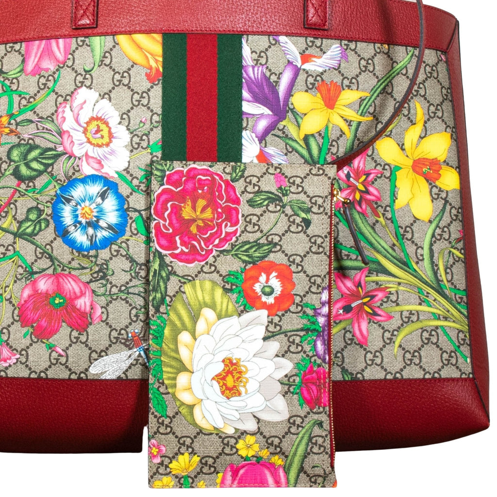 Ophidia GG Flora Shopper Red Large  547947