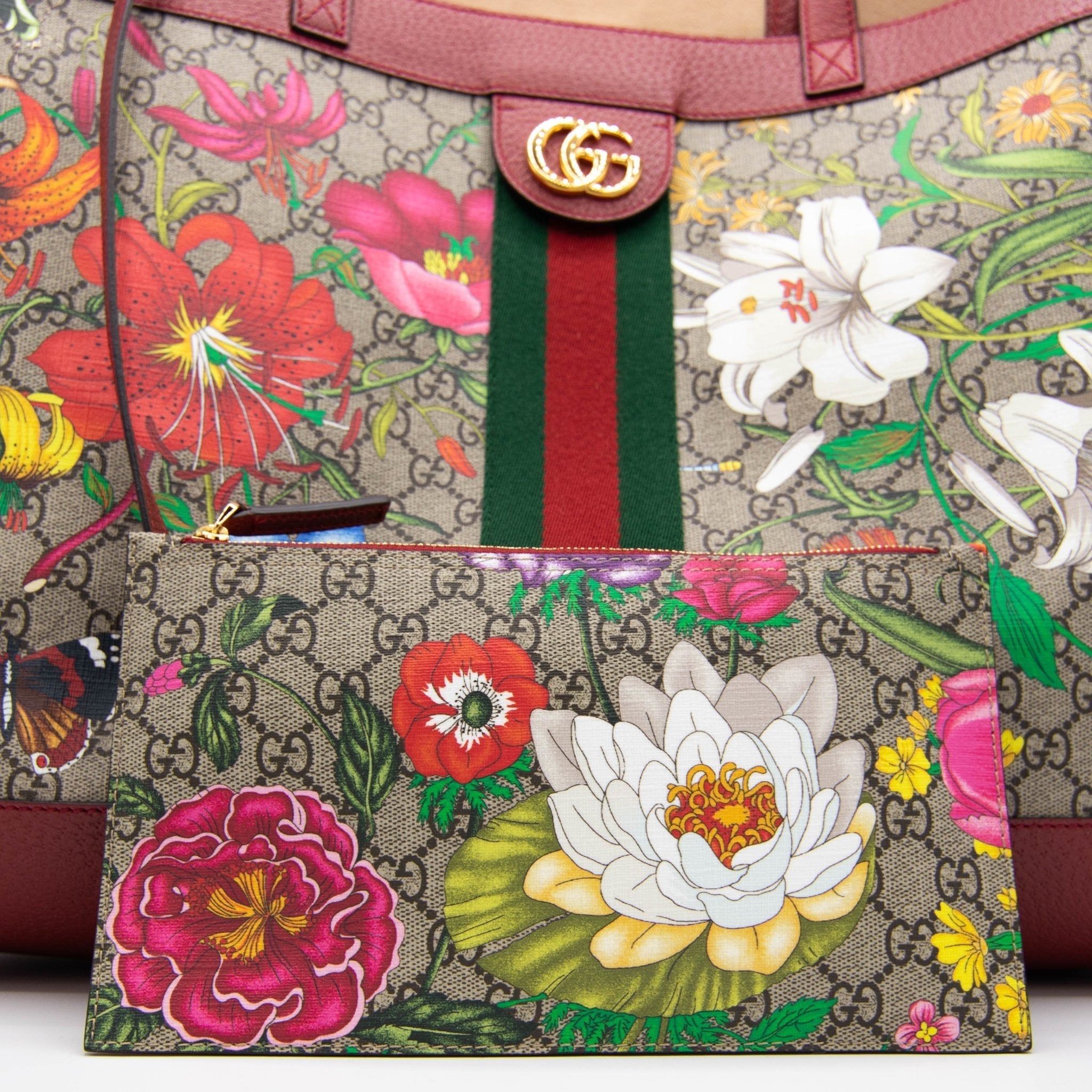 Ophidia GG Flora Shopper Red Large  547947