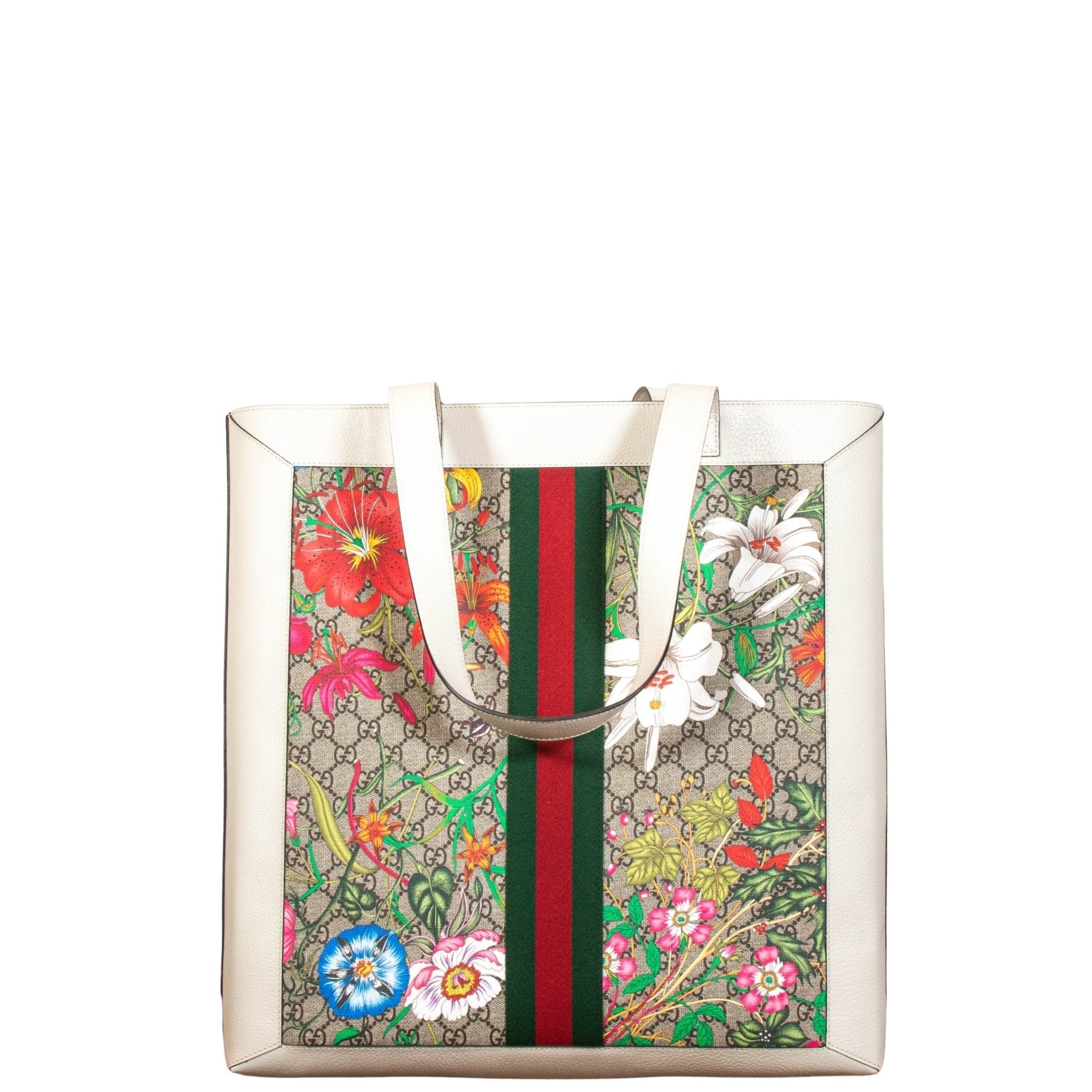 Ophidia GG Flora Shopper White Large