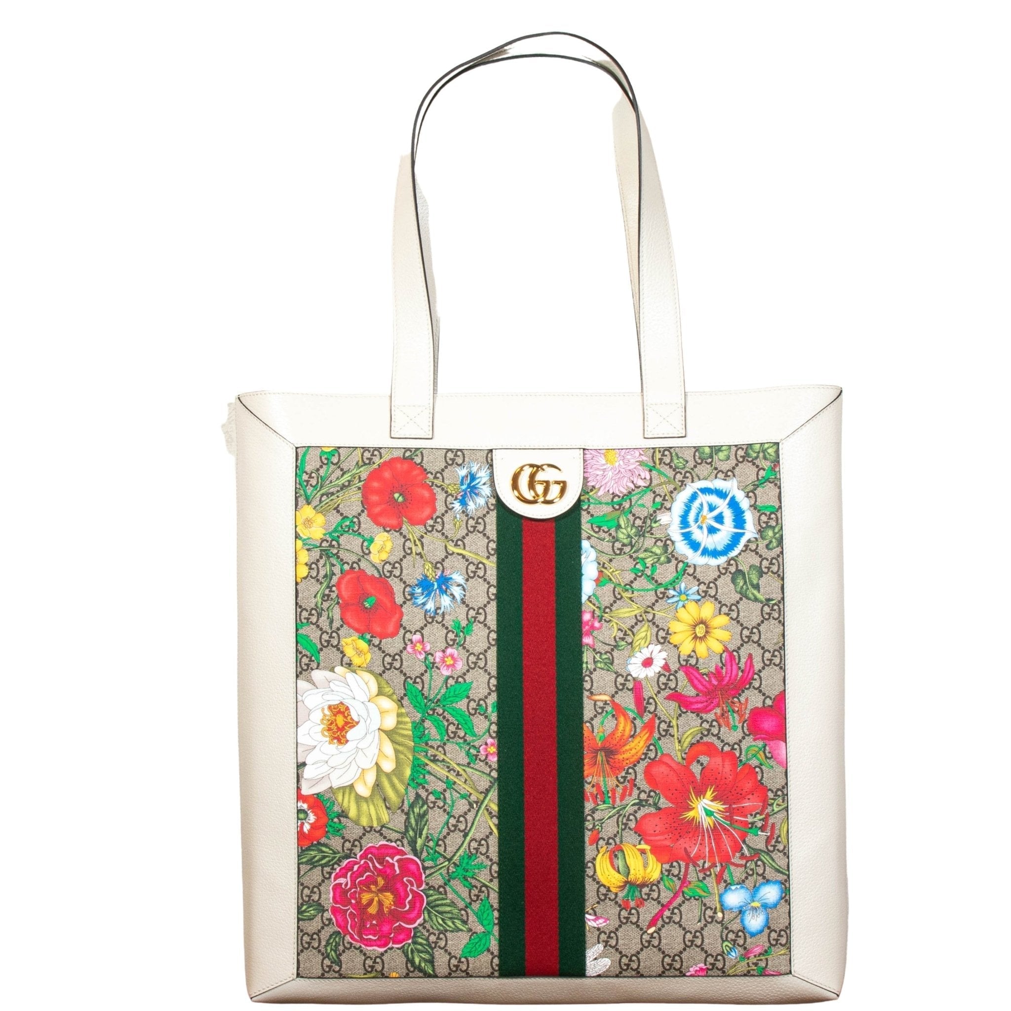Ophidia GG Flora Shopper White Large