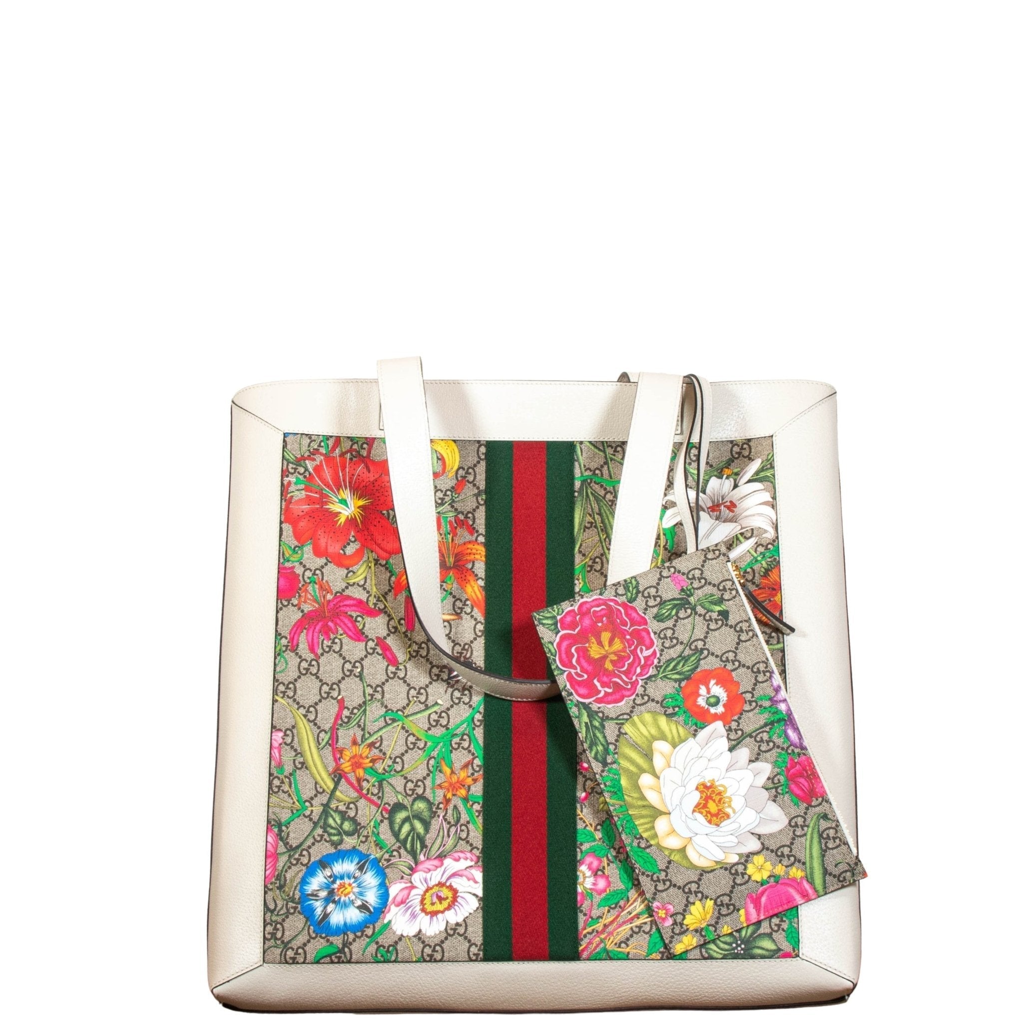 Ophidia GG Flora Shopper White Large