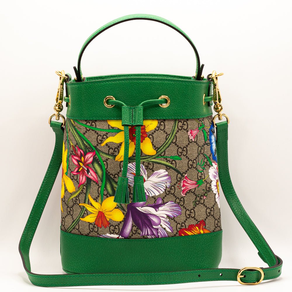 Ophidia GG Flora Small Bucket Green Limited Edition