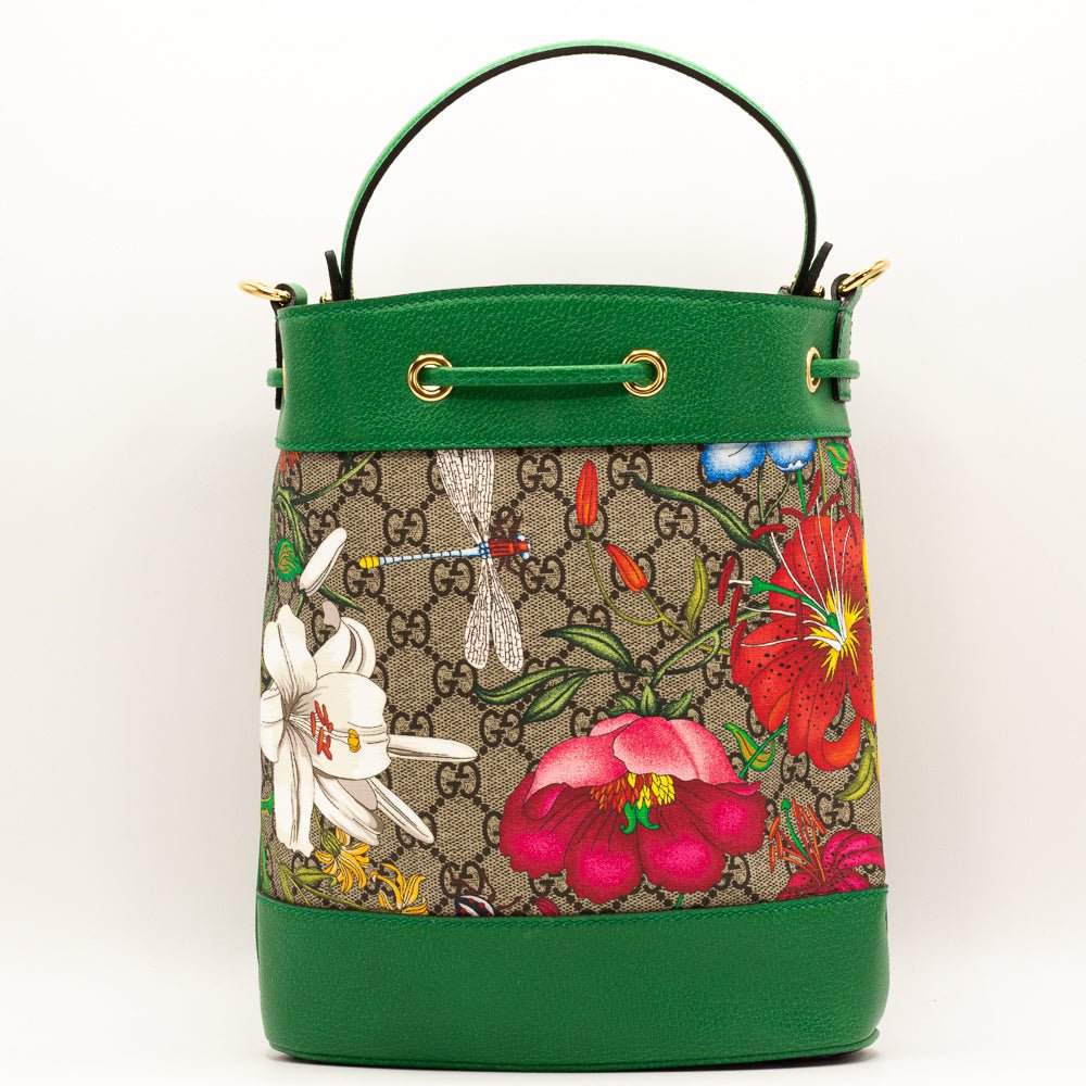 Ophidia GG Flora Small Bucket Green Limited Edition