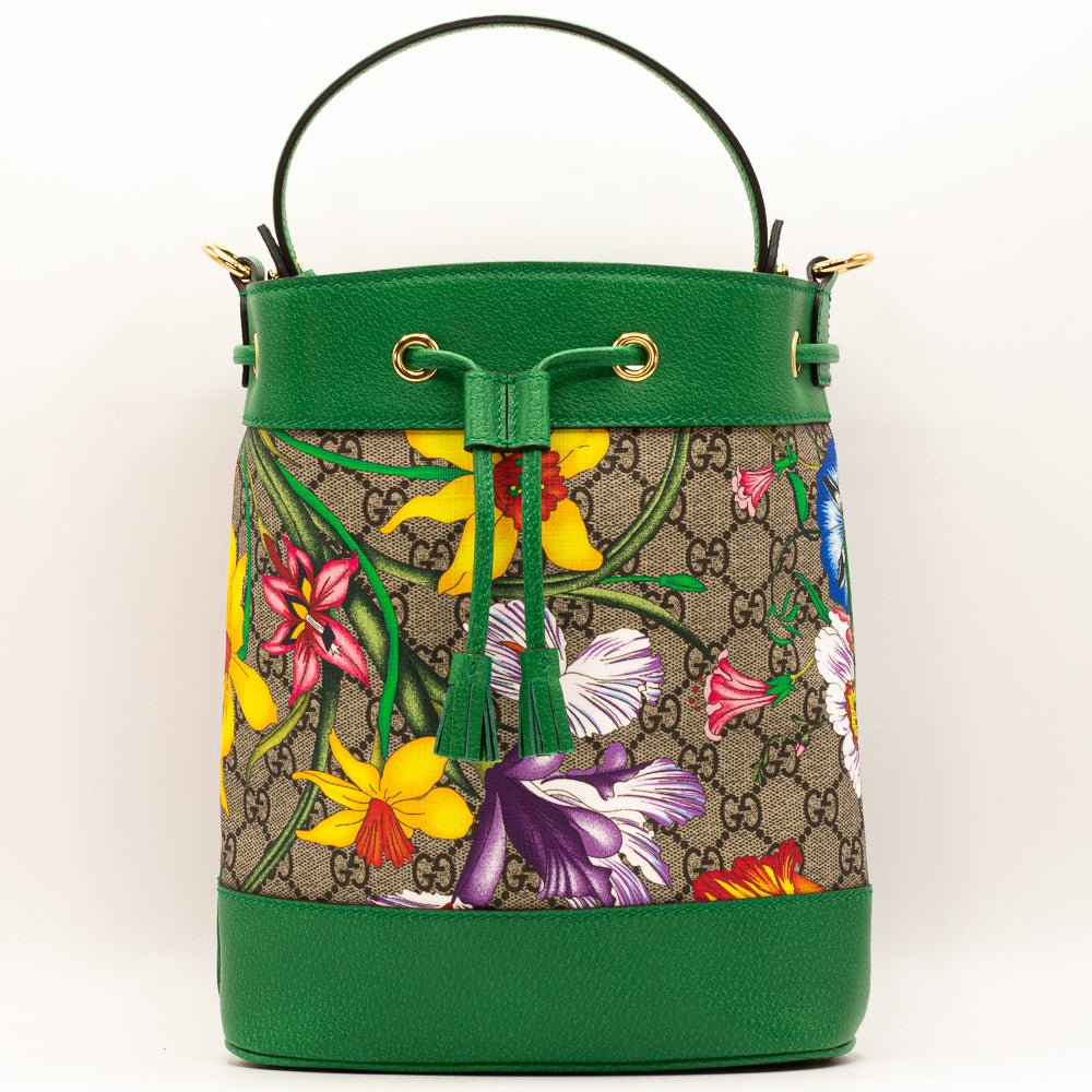 Ophidia GG Flora Small Bucket Green Limited Edition