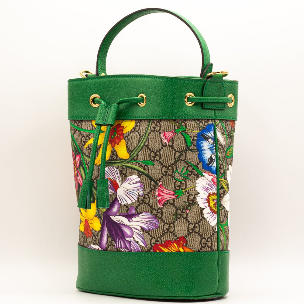 Ophidia GG Flora Small Bucket Green Limited Edition