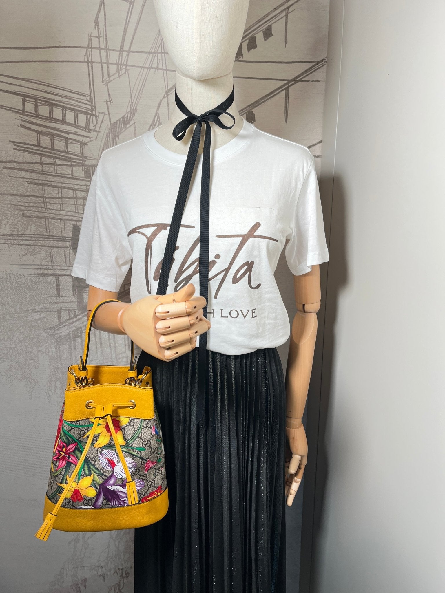 Ophidia GG Flora Small Yellow Limited Edition Bucket Bag