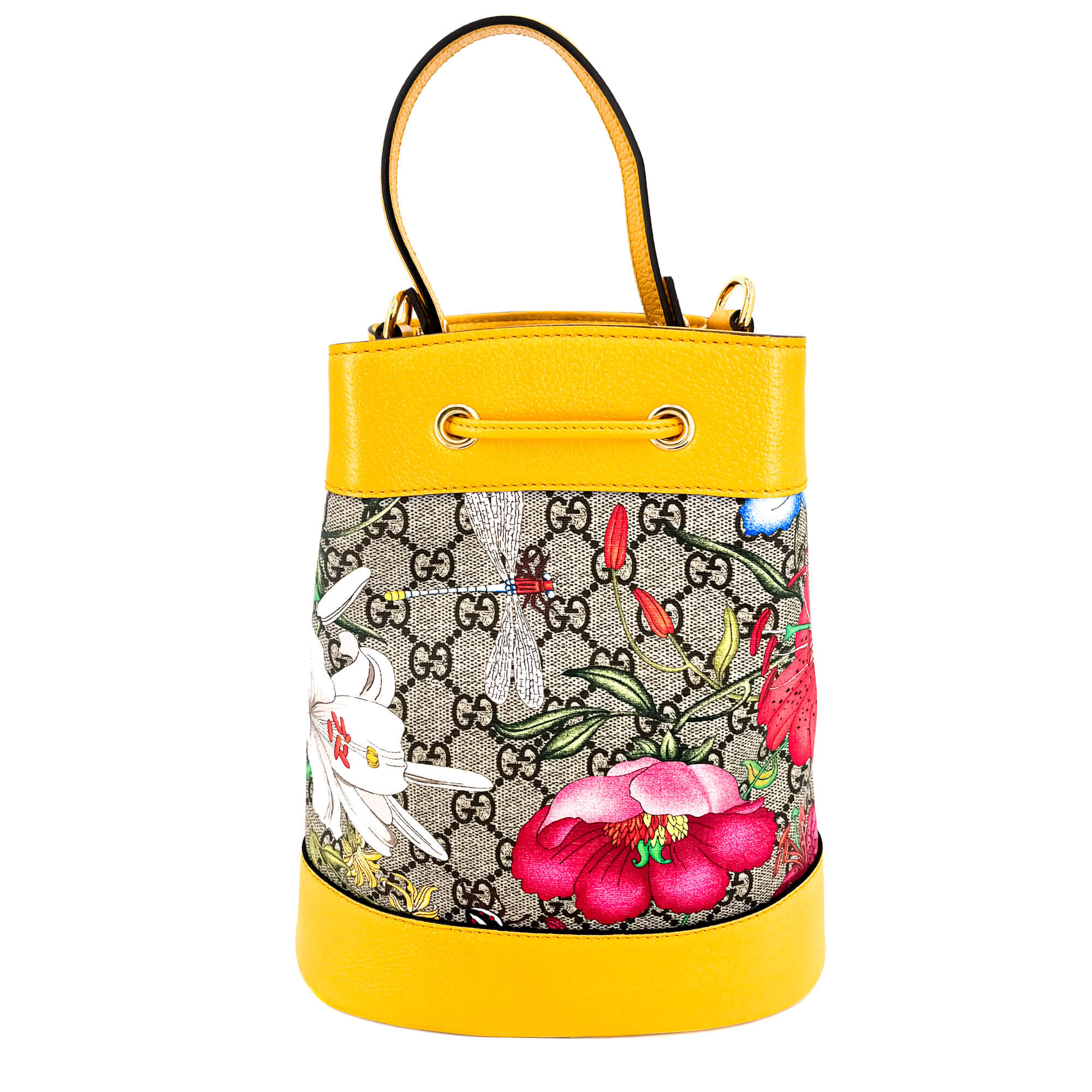 Ophidia GG Flora Small Yellow Limited Edition Bucket Bag