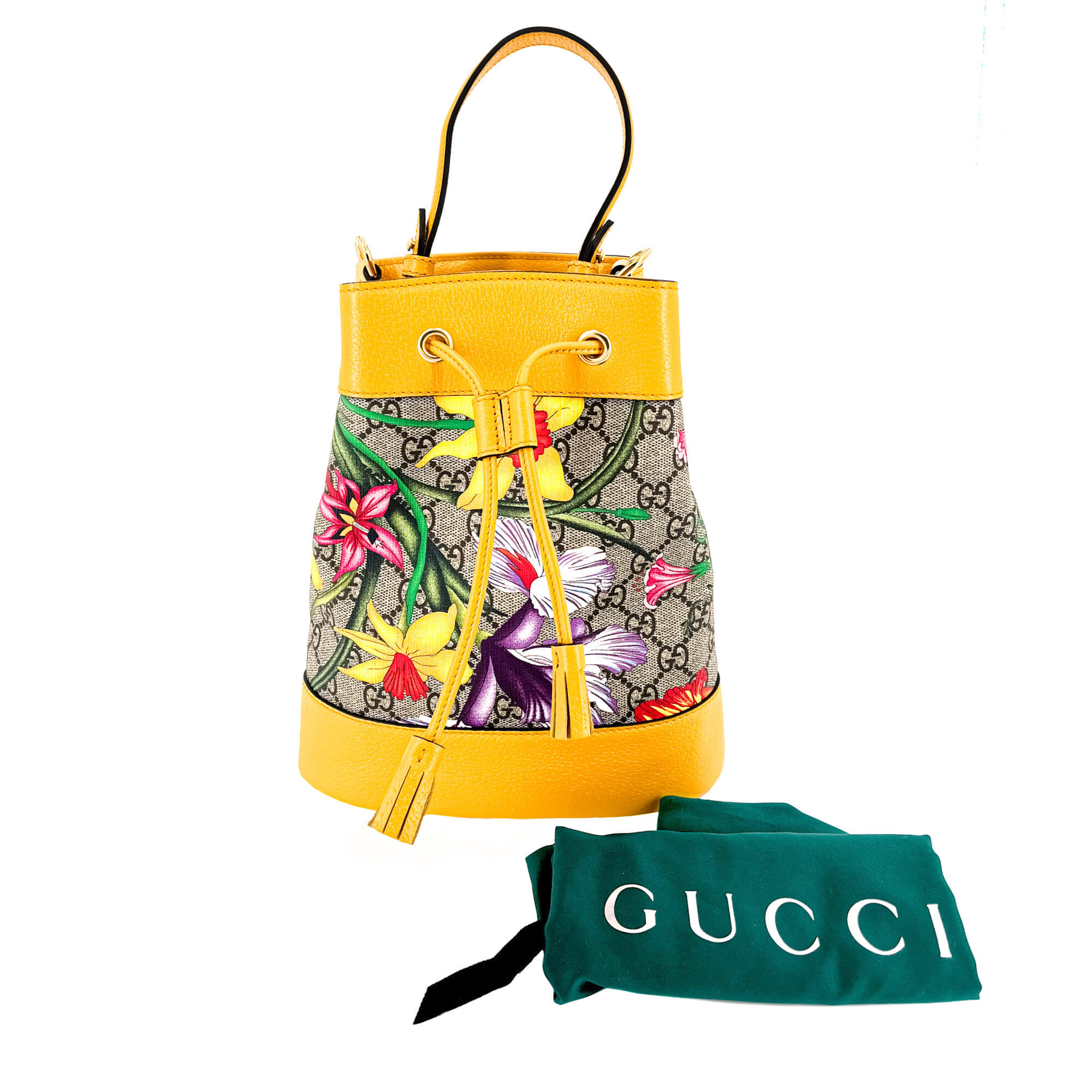 Ophidia GG Flora Small Yellow Limited Edition Bucket Bag