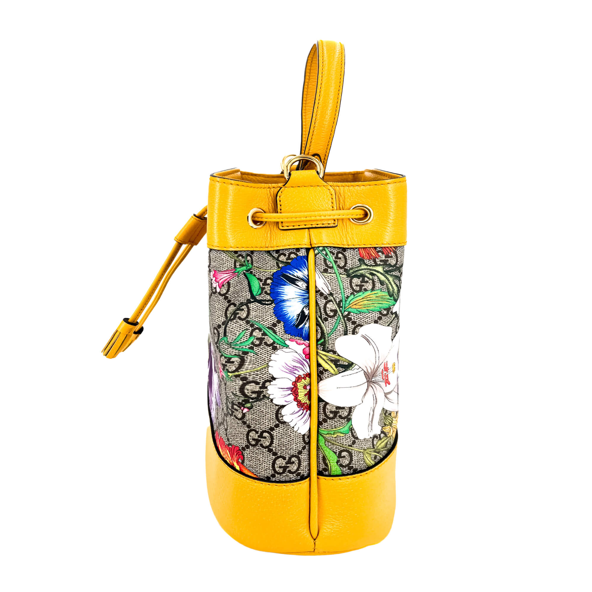 Ophidia GG Flora Small Yellow Limited Edition Bucket Bag