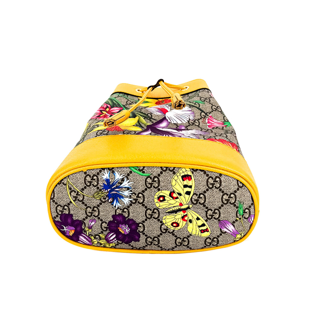 Ophidia GG Flora Small Yellow Limited Edition Bucket Bag