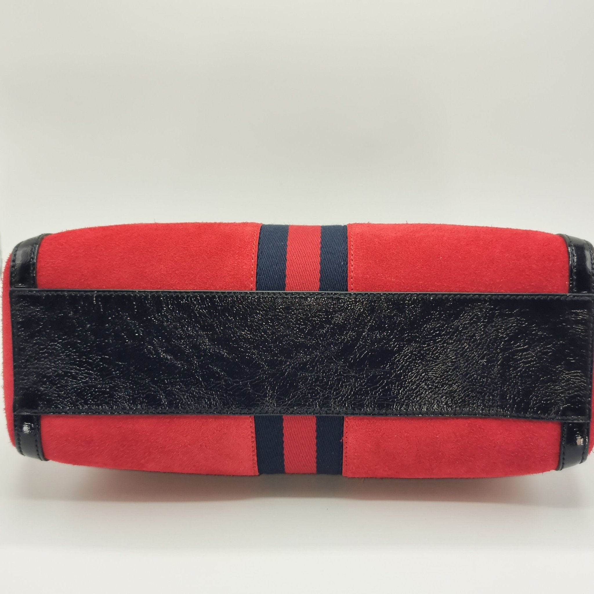 Ophidia Medium Suede Top Handle Boston Bag Red