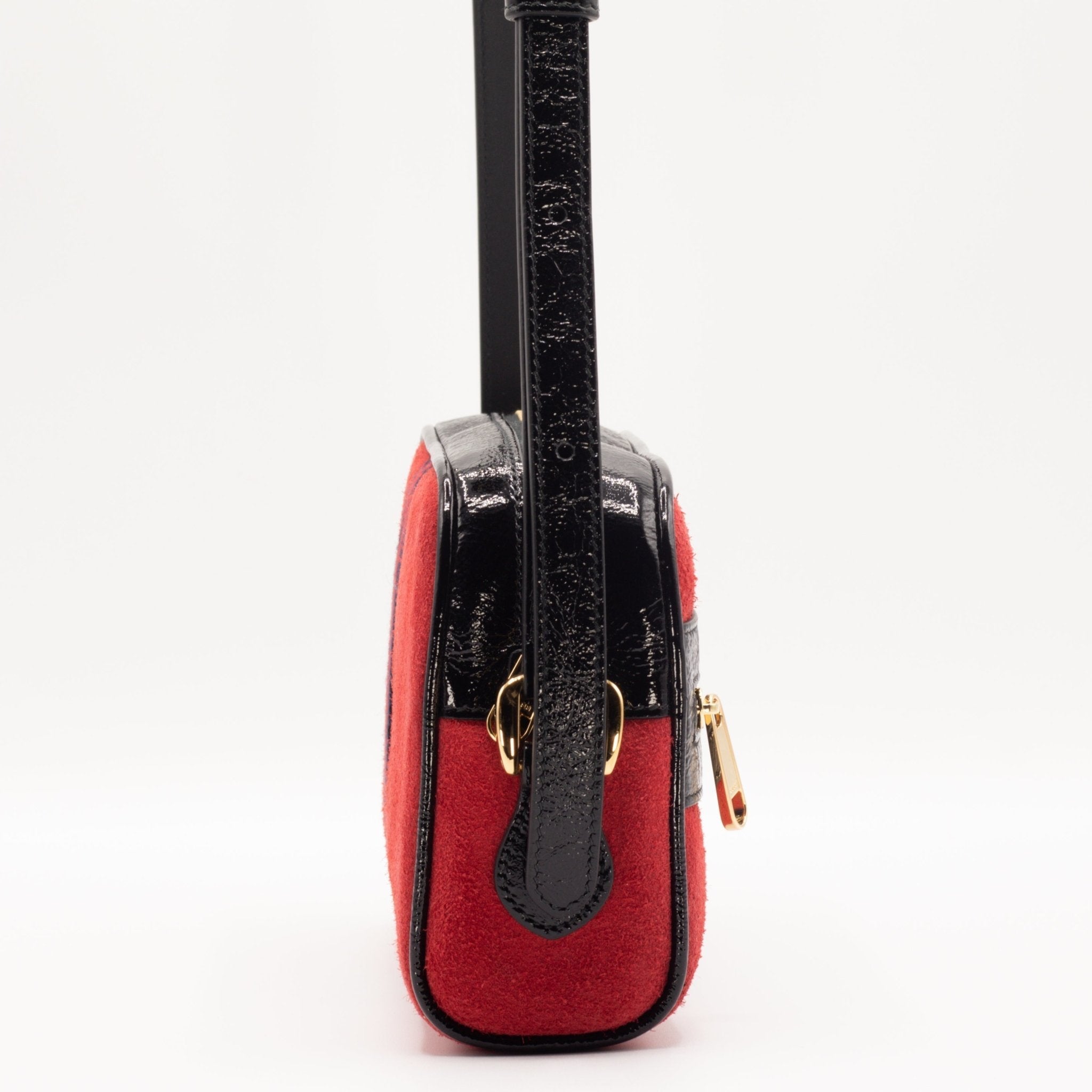 Ophidia Red Suede Small Shoulder Bag