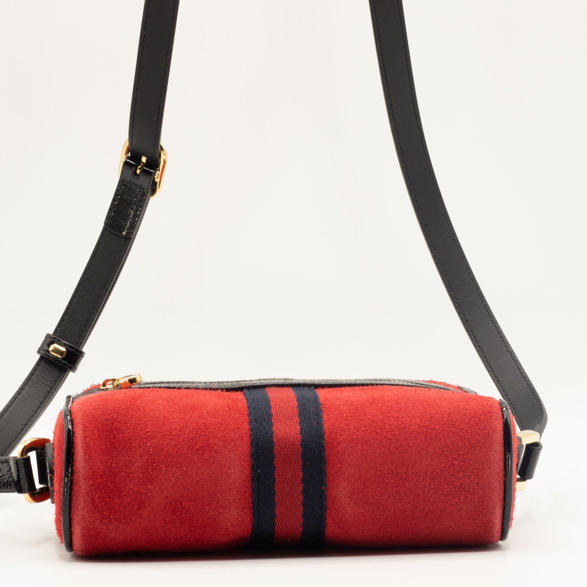 Ophidia Red Suede Small Shoulder Bag