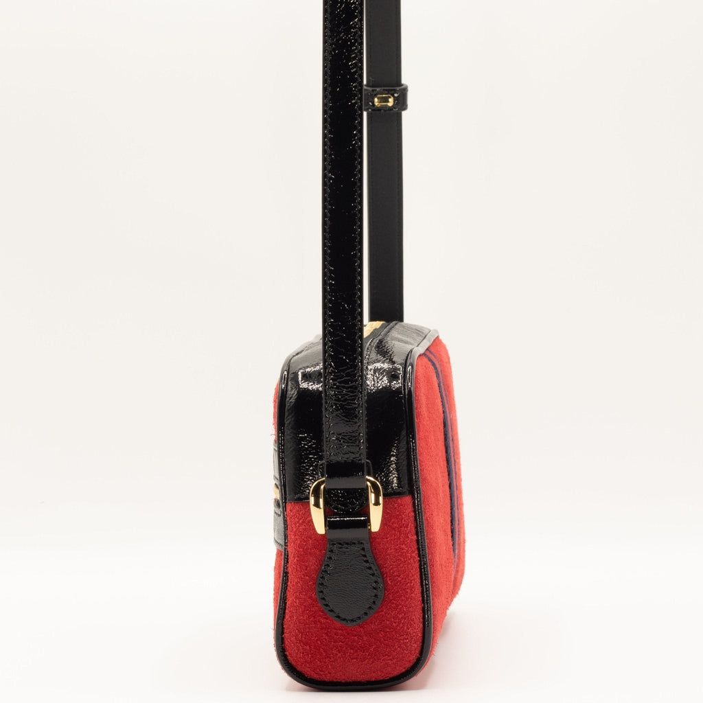 Ophidia Red Suede Small Shoulder Bag