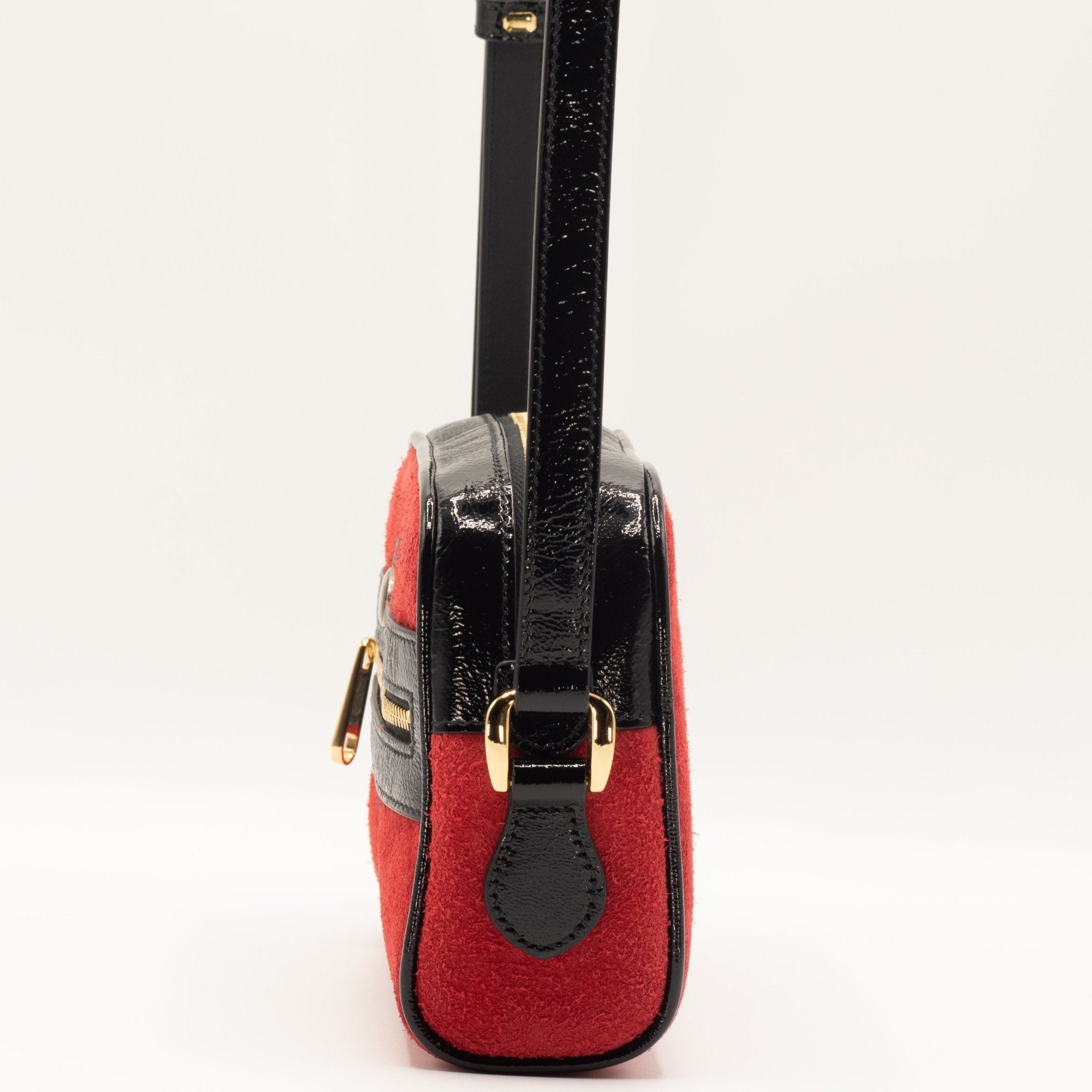 Ophidia Red Suede Small Shoulder Bag