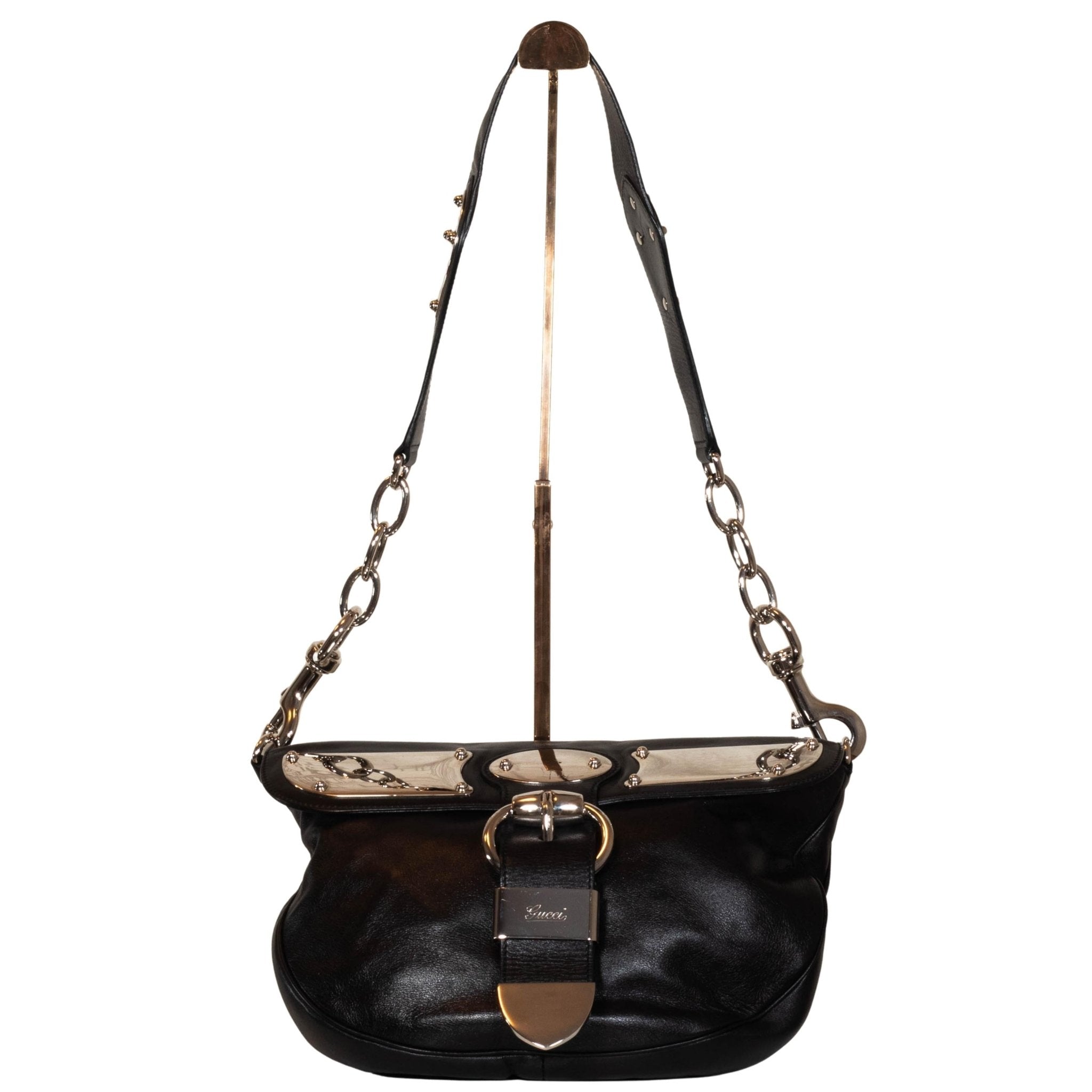 Romy Leather Medium Shoulder Bag Black