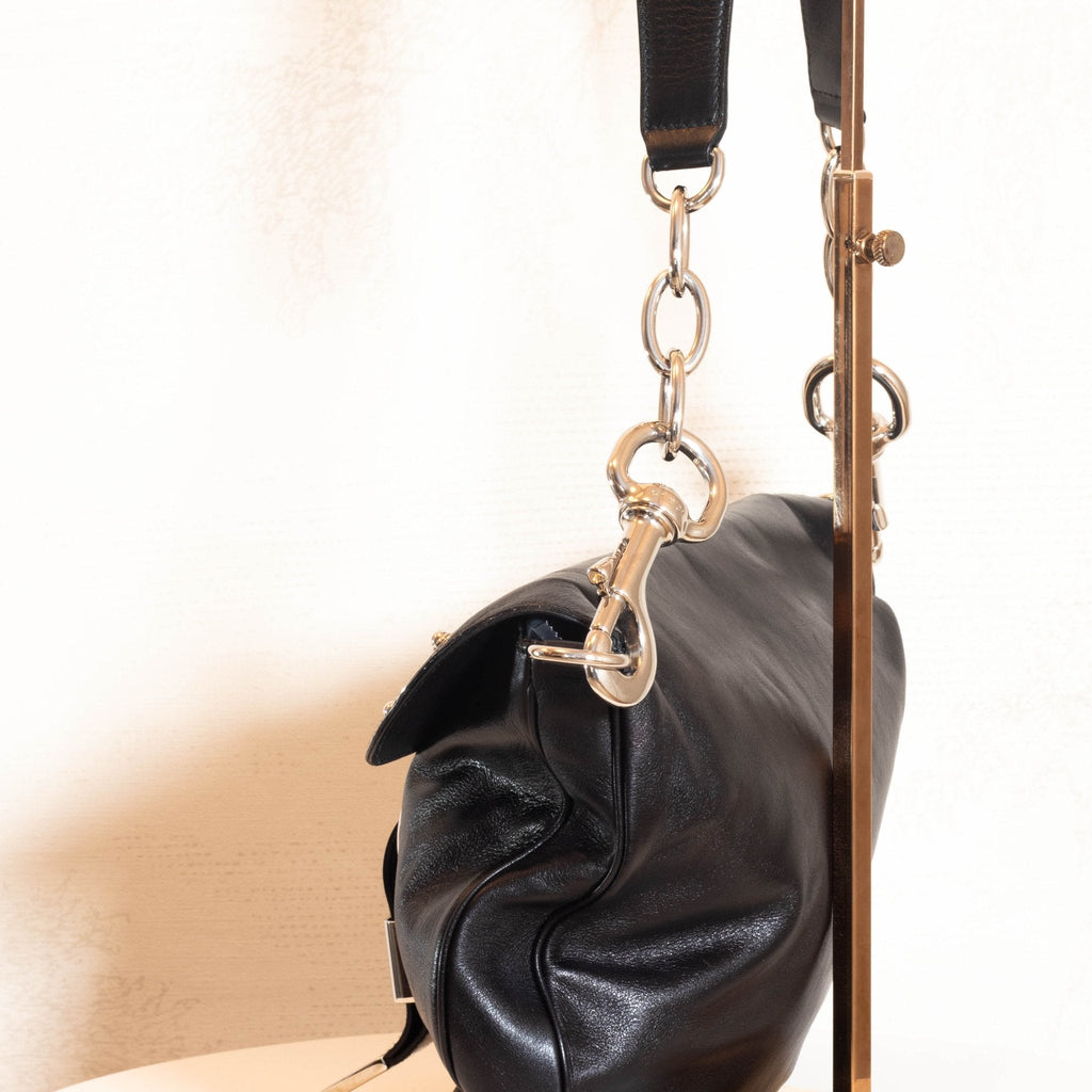 Romy Leather Medium Shoulder Bag Black