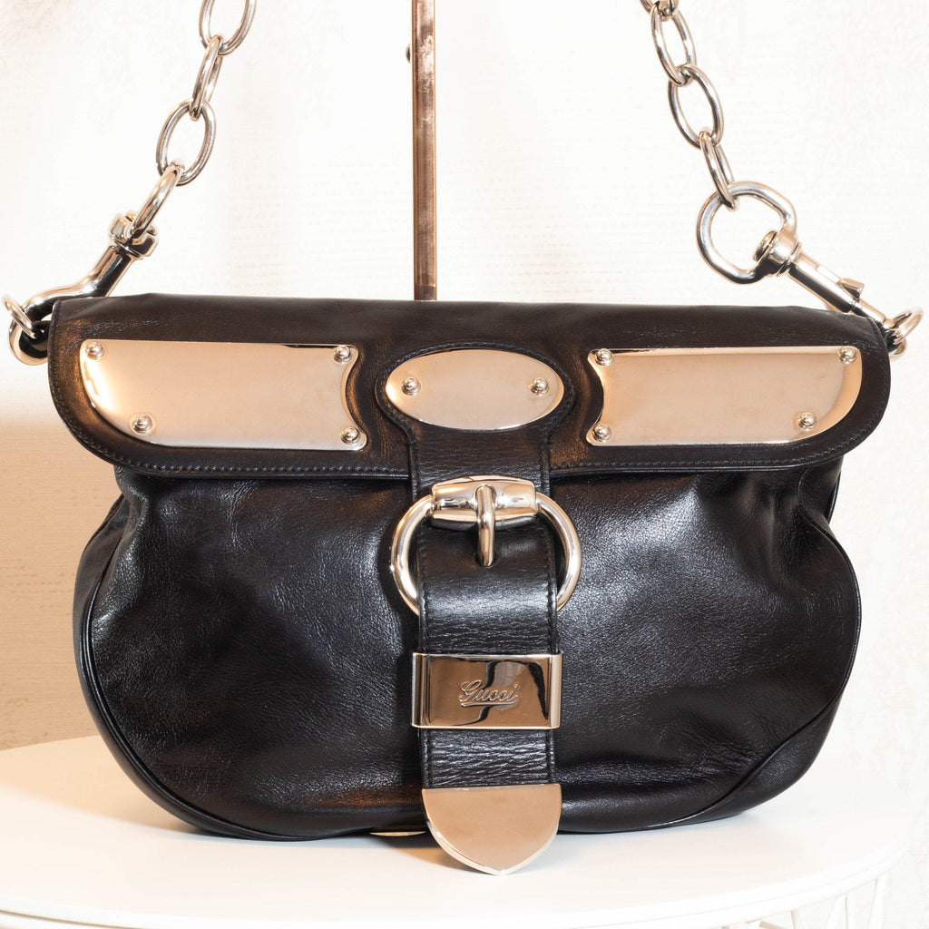 Romy Leather Medium Shoulder Bag Black