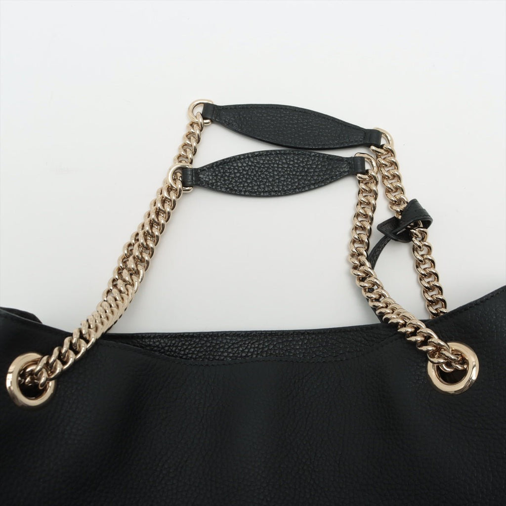 Soho Leather Chain Black Tote