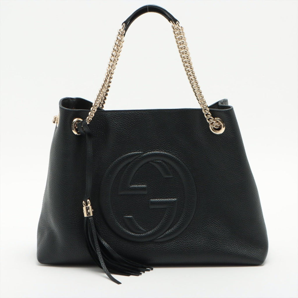 Soho Leather Chain Black Tote