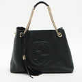 Soho Leather Chain Black Tote